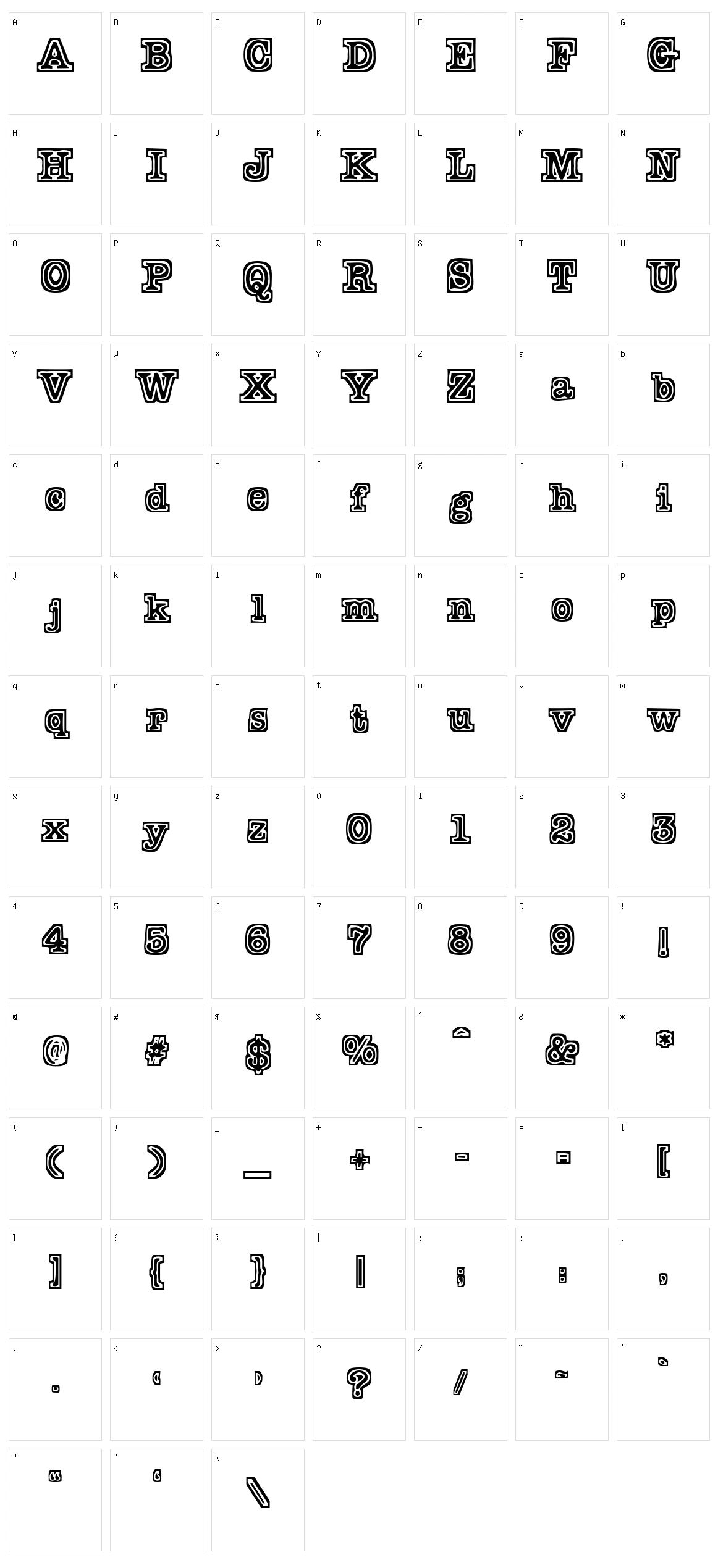 TypeBlock Character Set