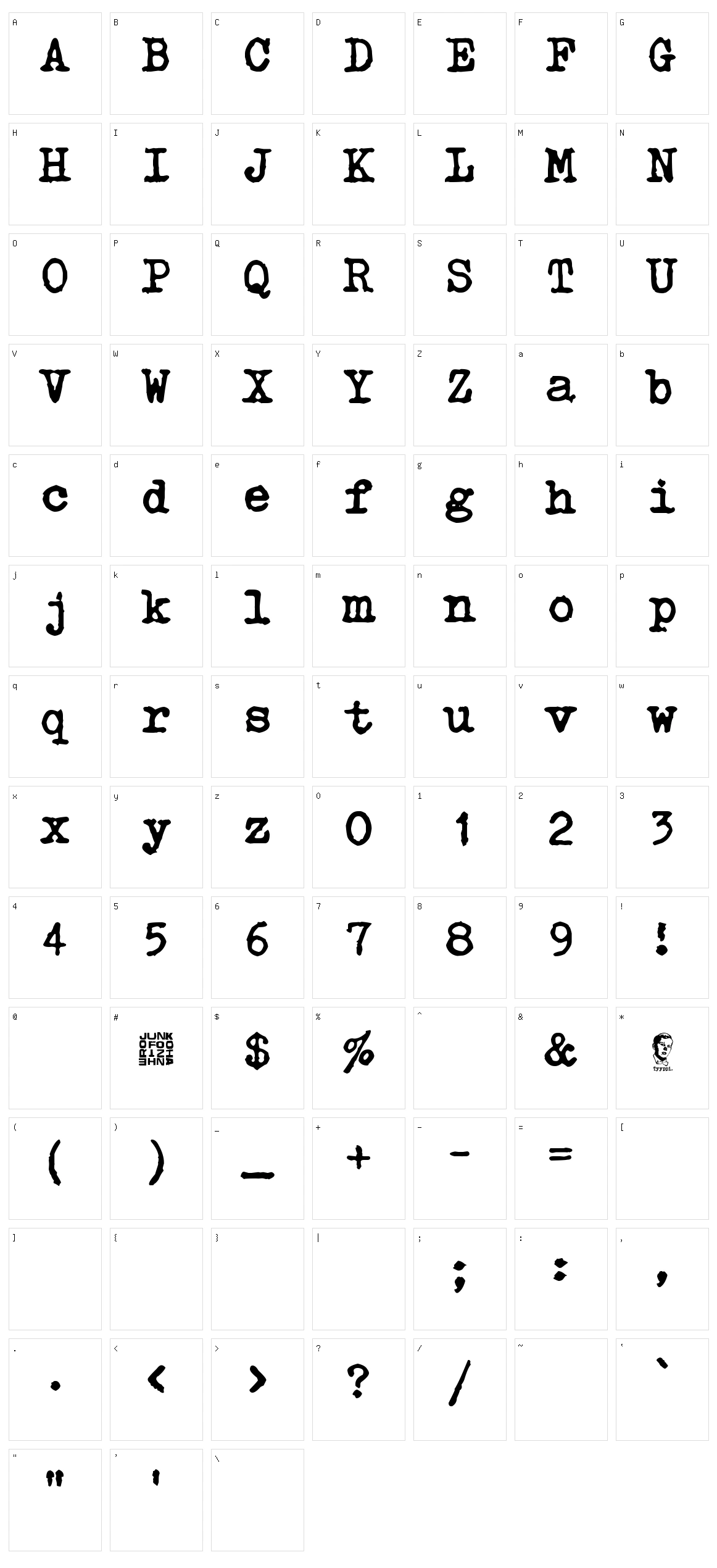 Typetys Character Set