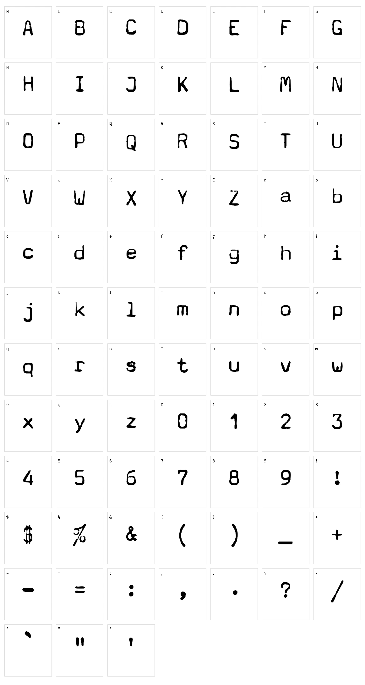 Typewriter - a602 Character Set