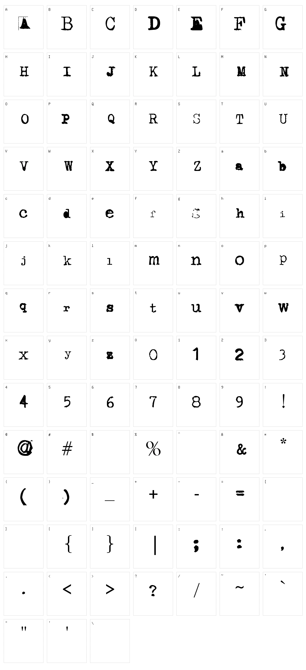 Typewriter from 286 Character Set