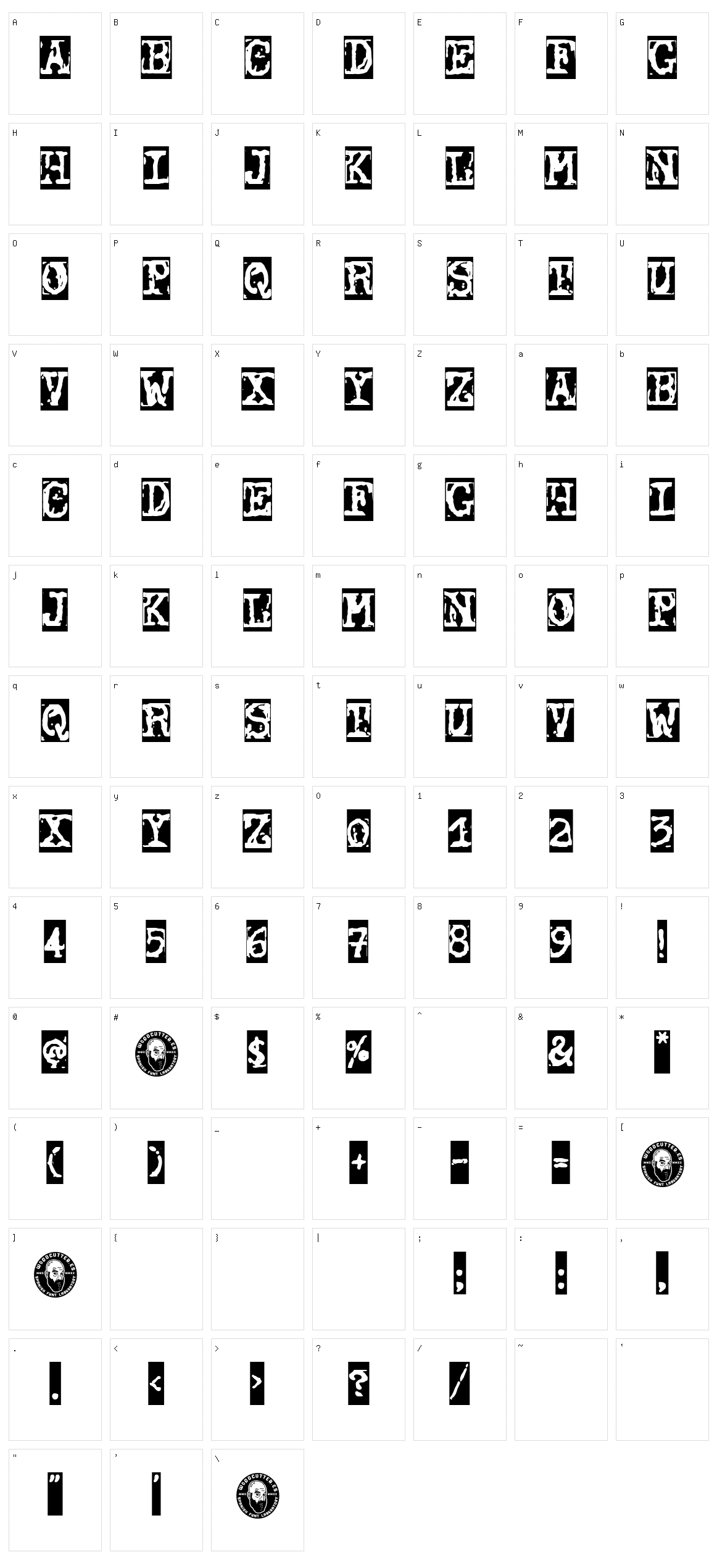 Typewriter Grunge Character Set