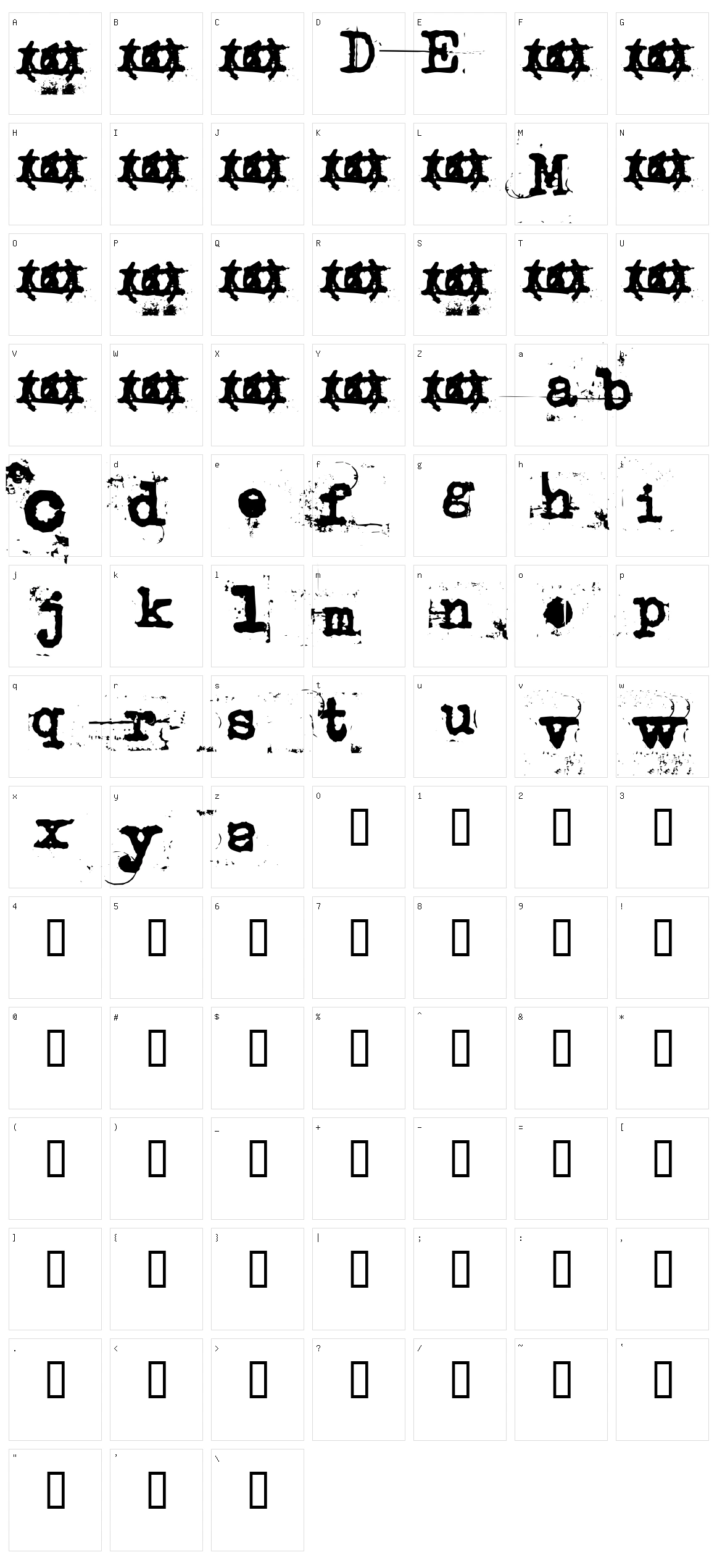 Uncle Typewriter Character Set