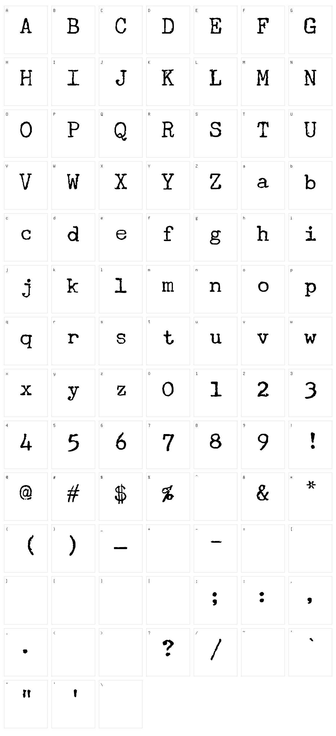 Underwood Champion Character Set