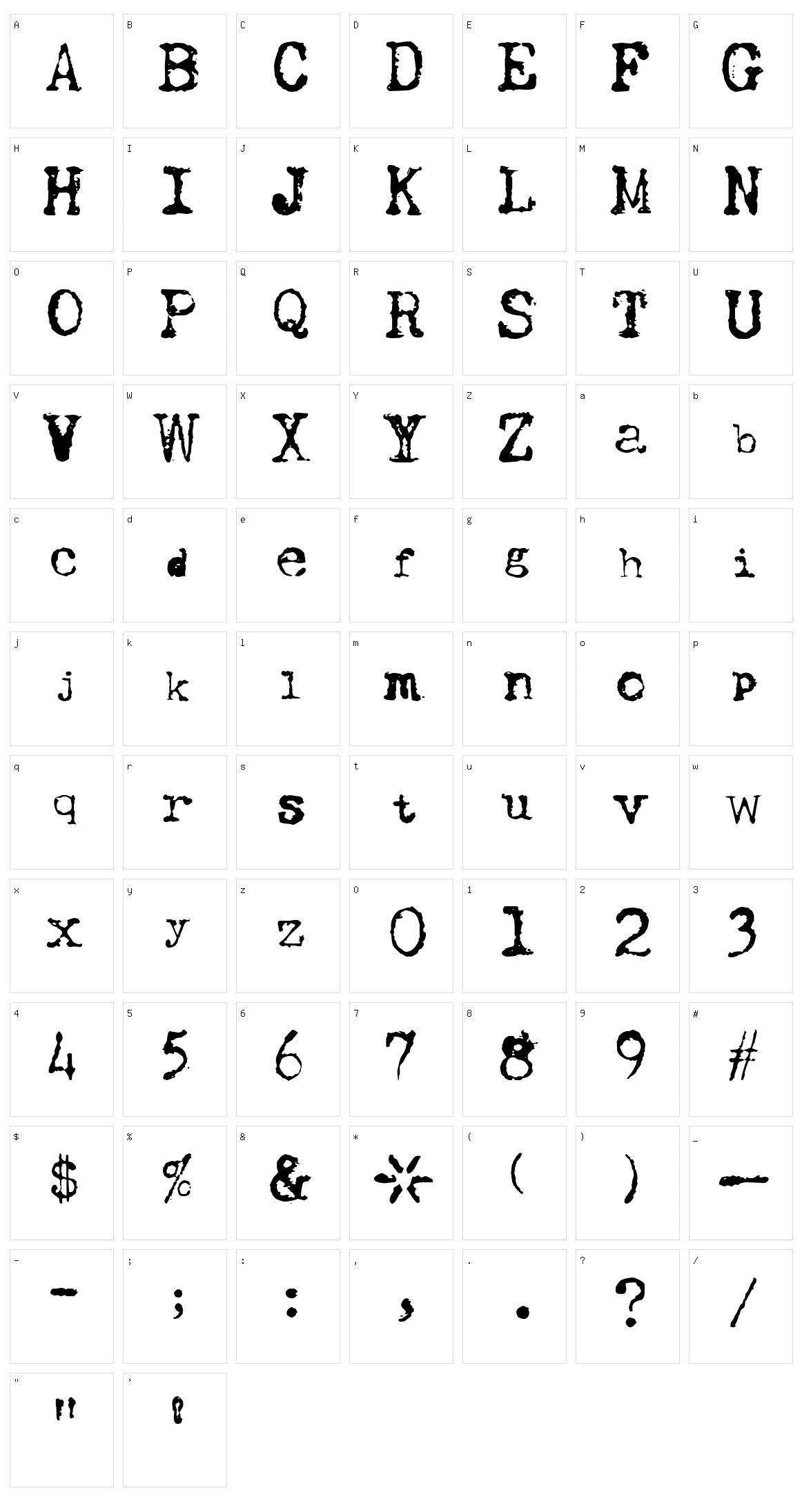 UWJack8 Character Set