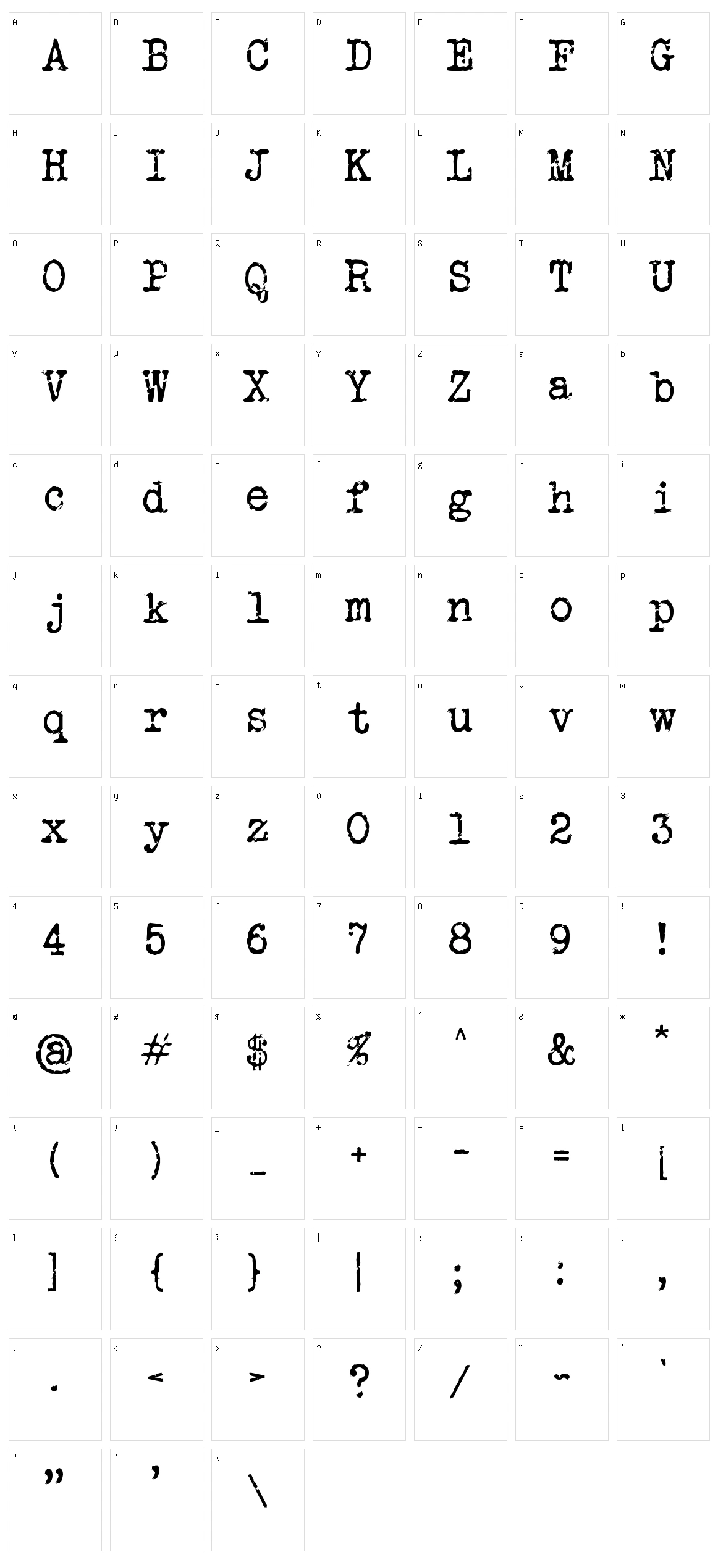 Veteran Typewriter Character Set