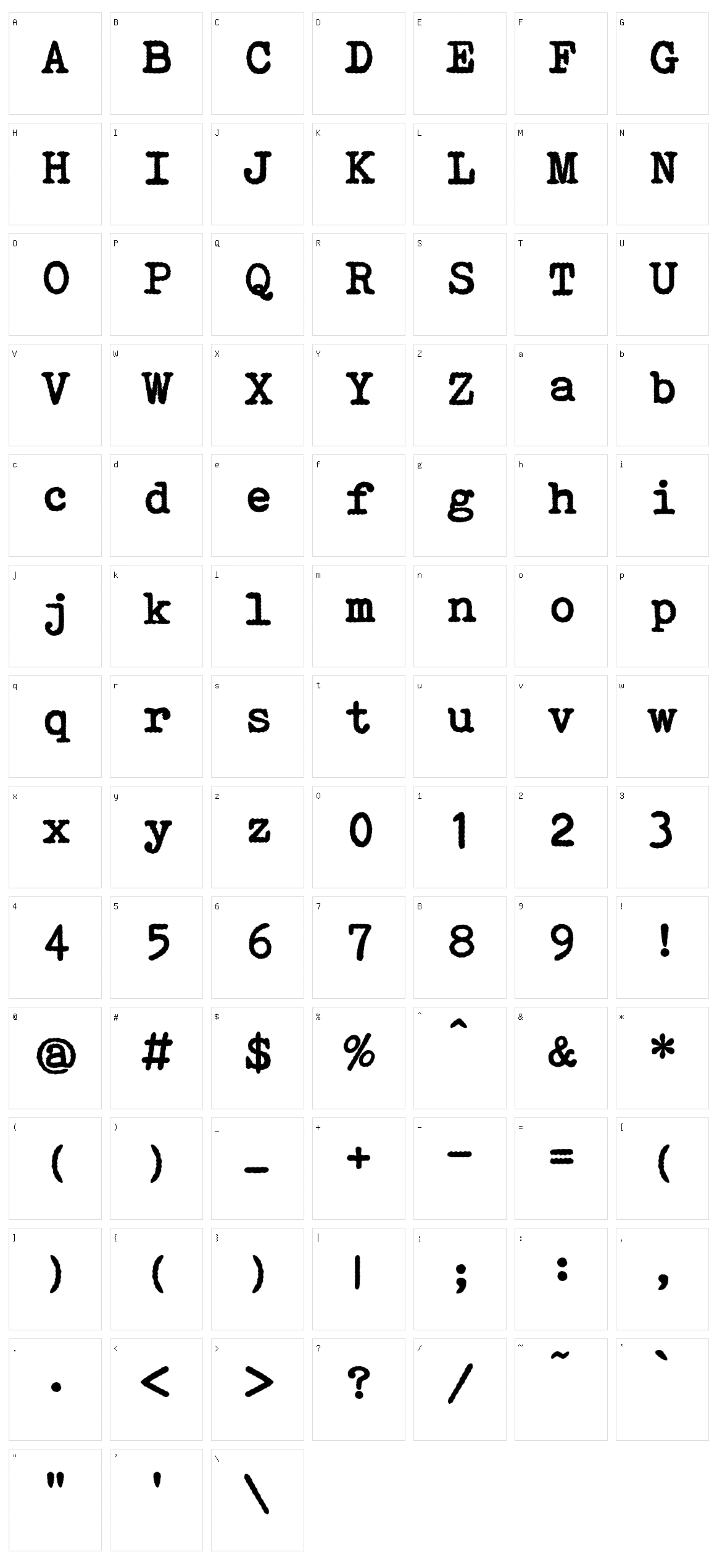 Victoria Typewriter Character Set