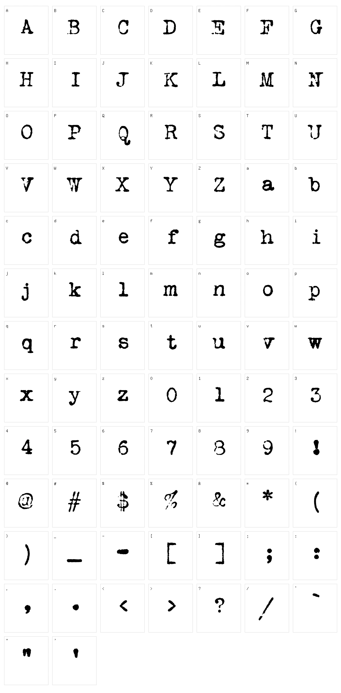 VT Portable Remington Character Set