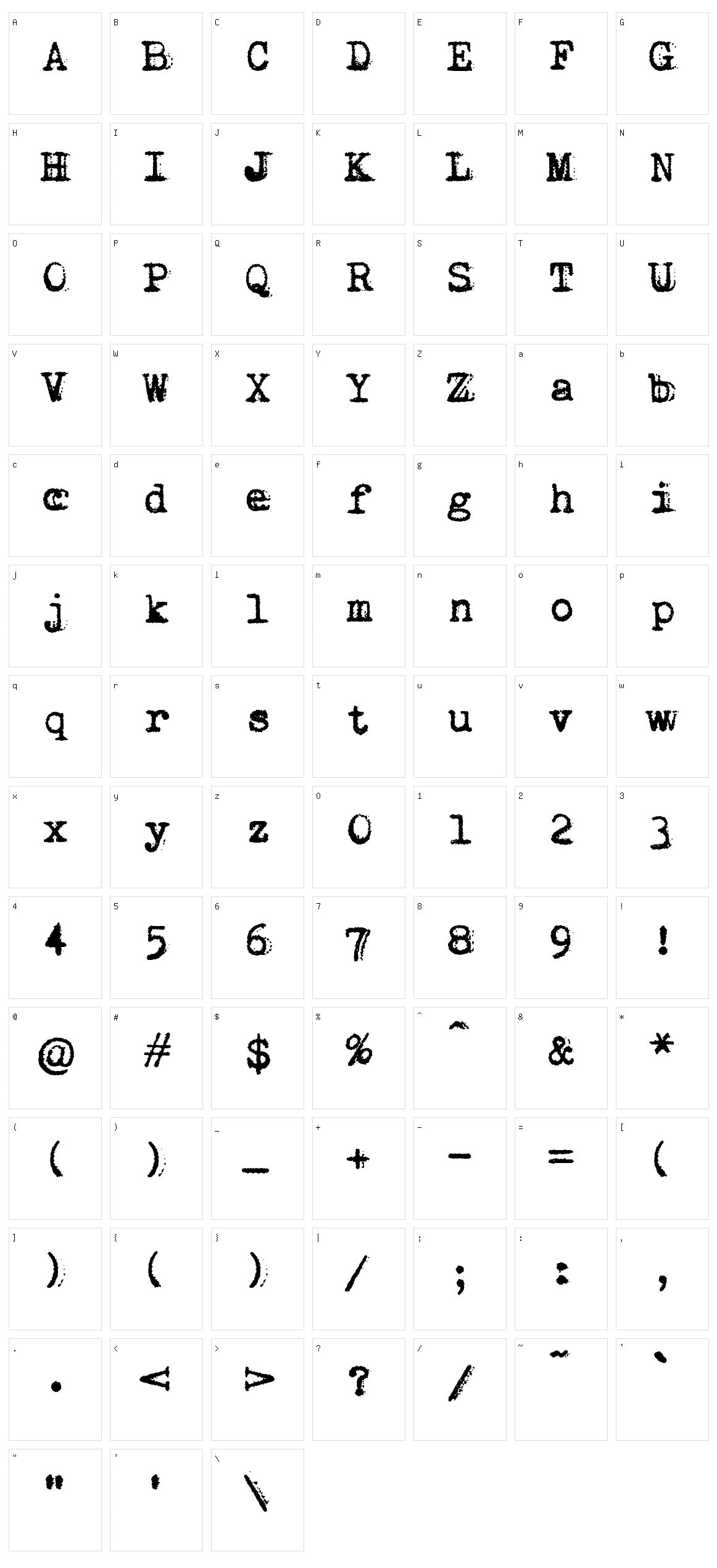 vVWweRraType! Character Set