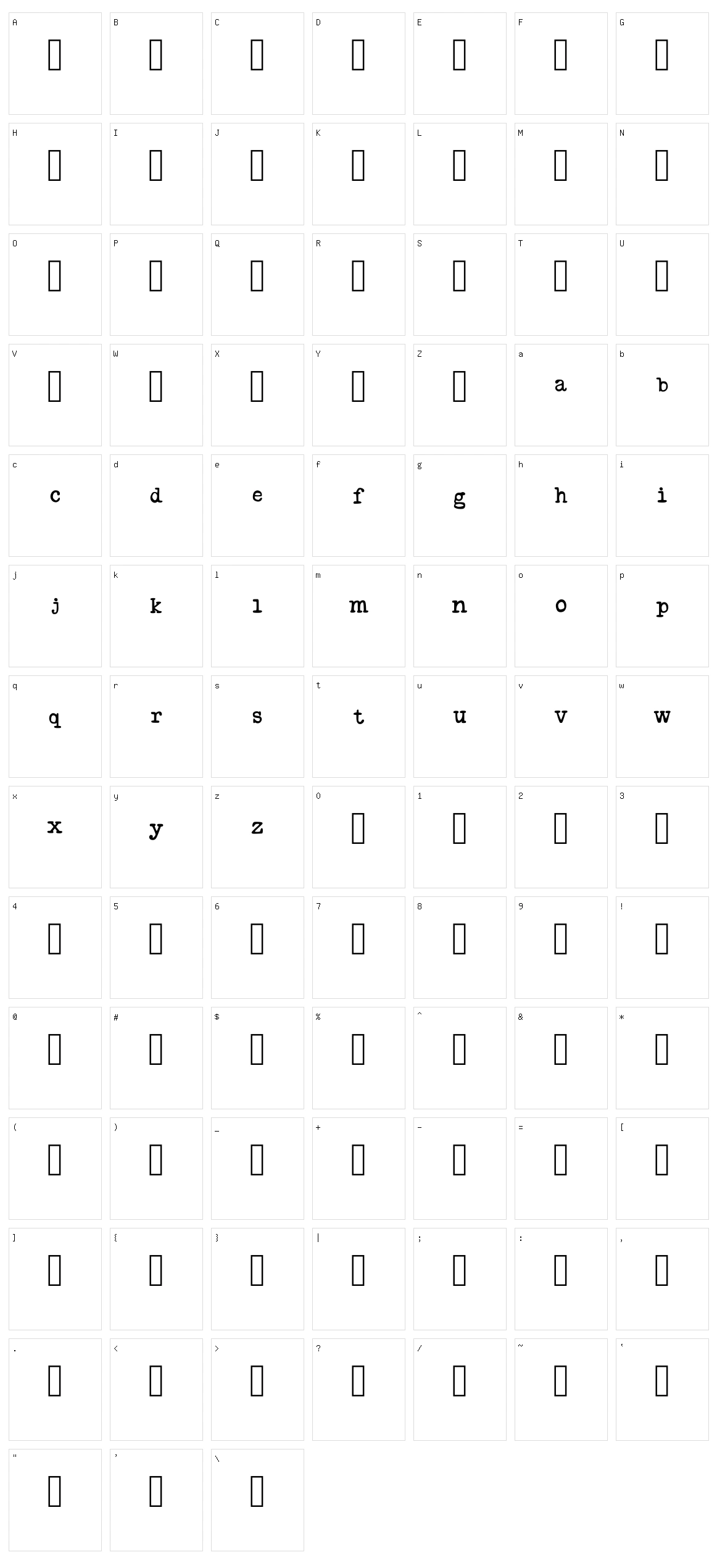 Wanderlust Typewriter Character Set