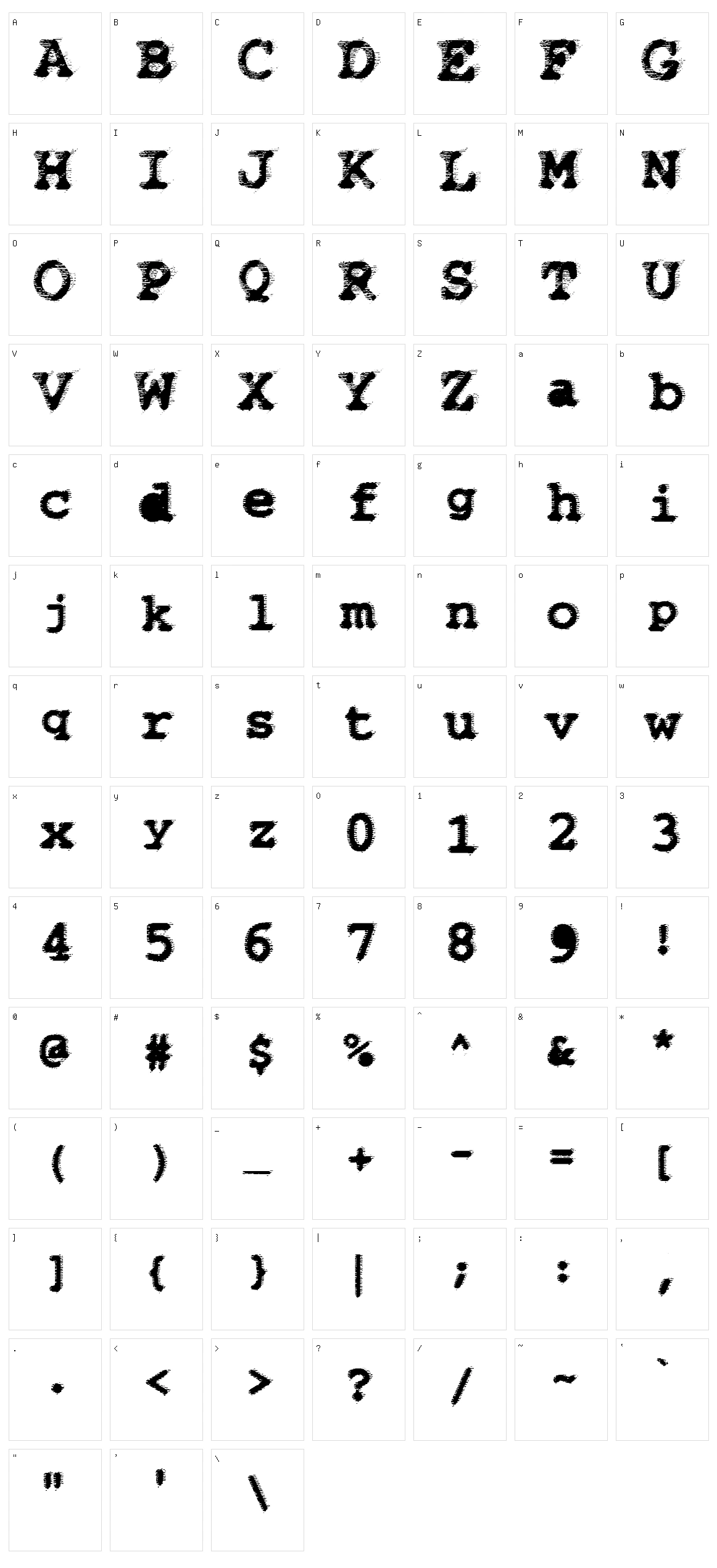 WBX Flack Character Set