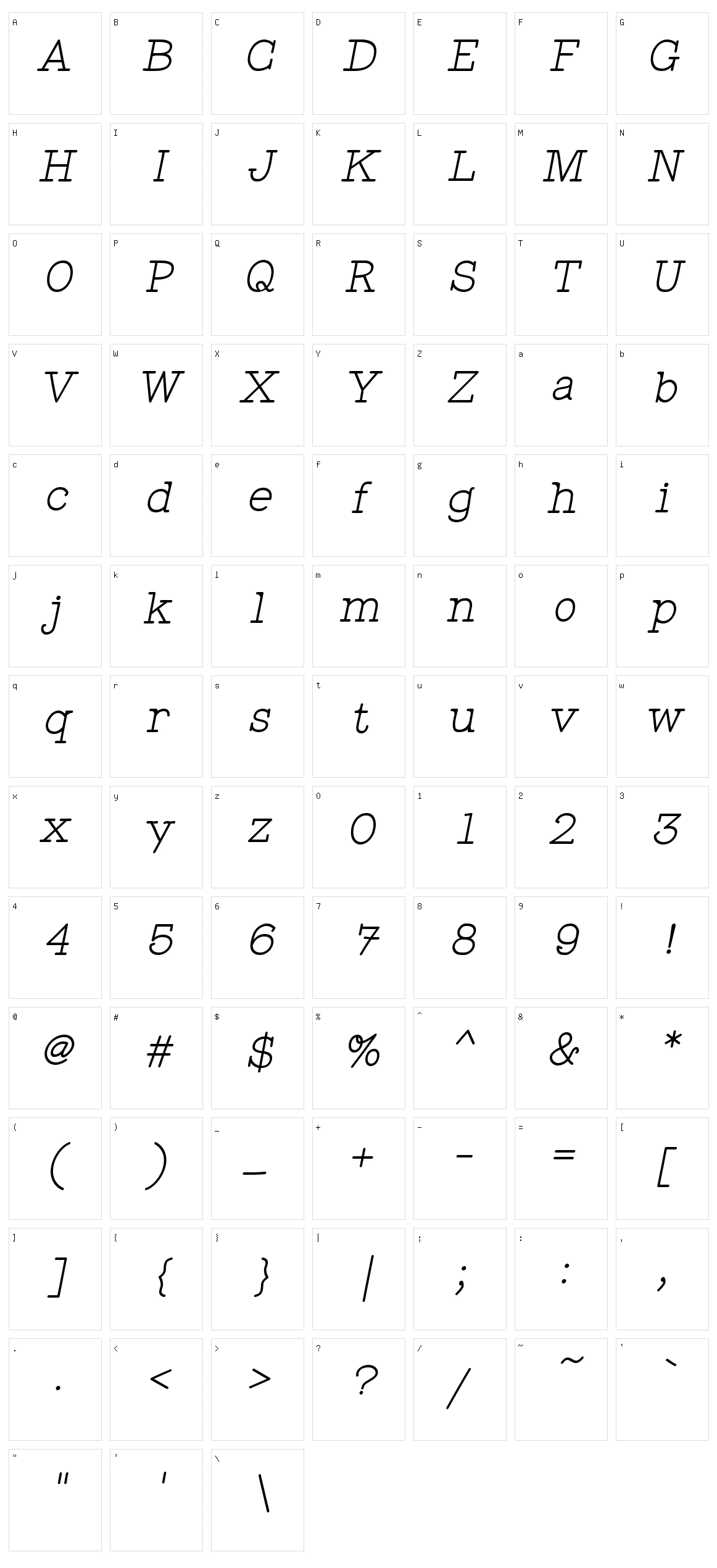 Wigenda Typewrite Character Set