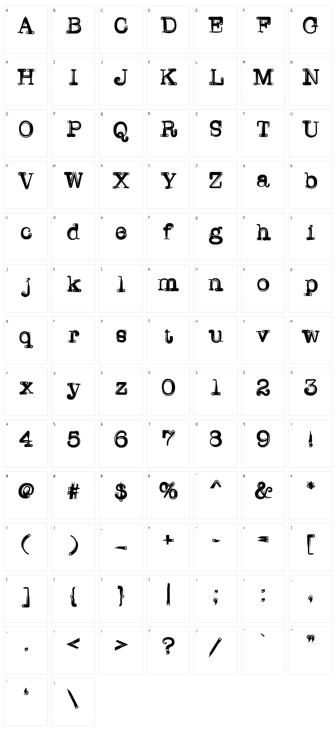 Writer Line Character Set
