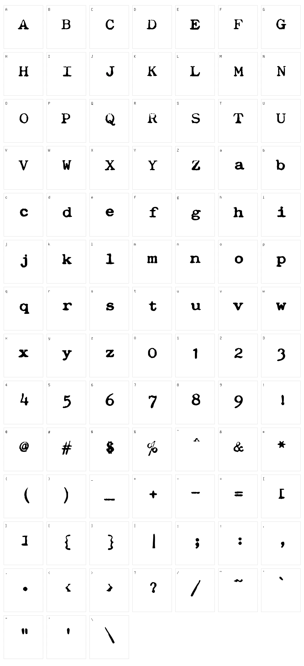 zai Adler 7 Typewriter 1925 Character Set