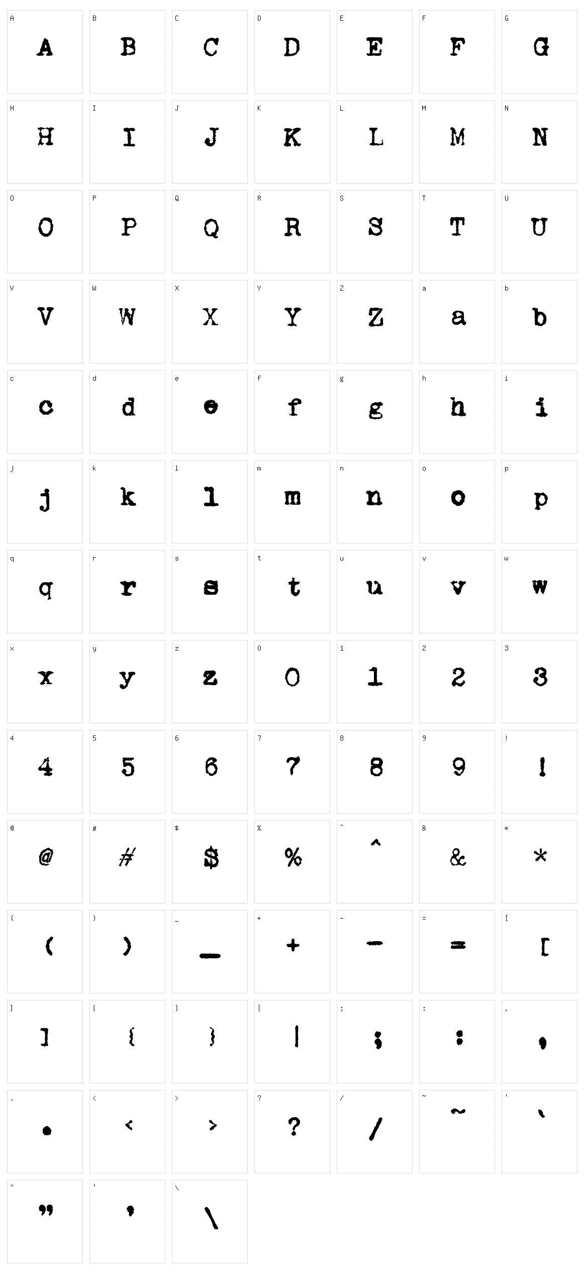 zai AEG Mignon Typewriter 1924 Character Set