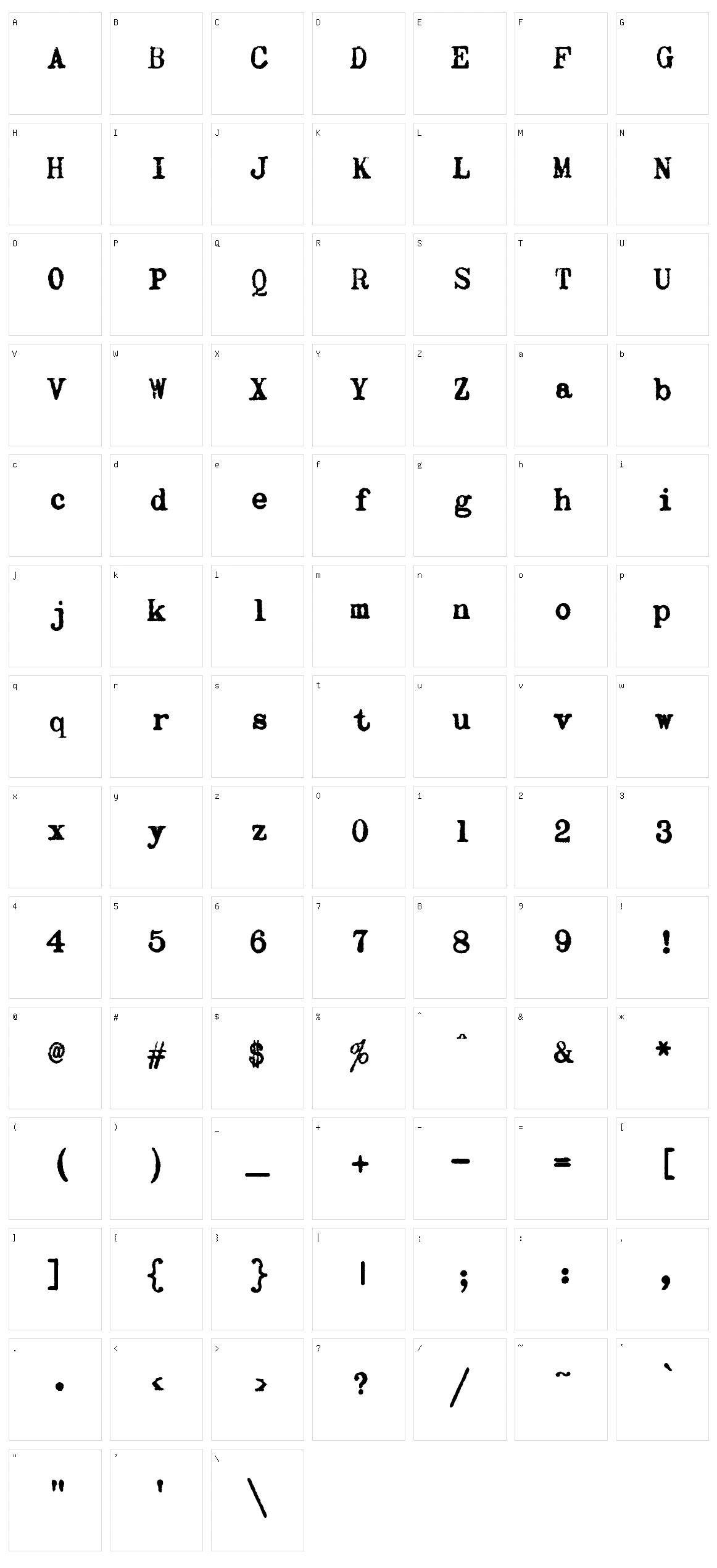 zai Olivetti Lettera 22 Typewriter Character Set