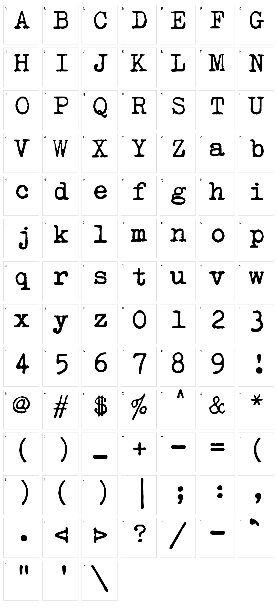 zai Olivetti-Underwood Studio 21 Typewriter Character Set