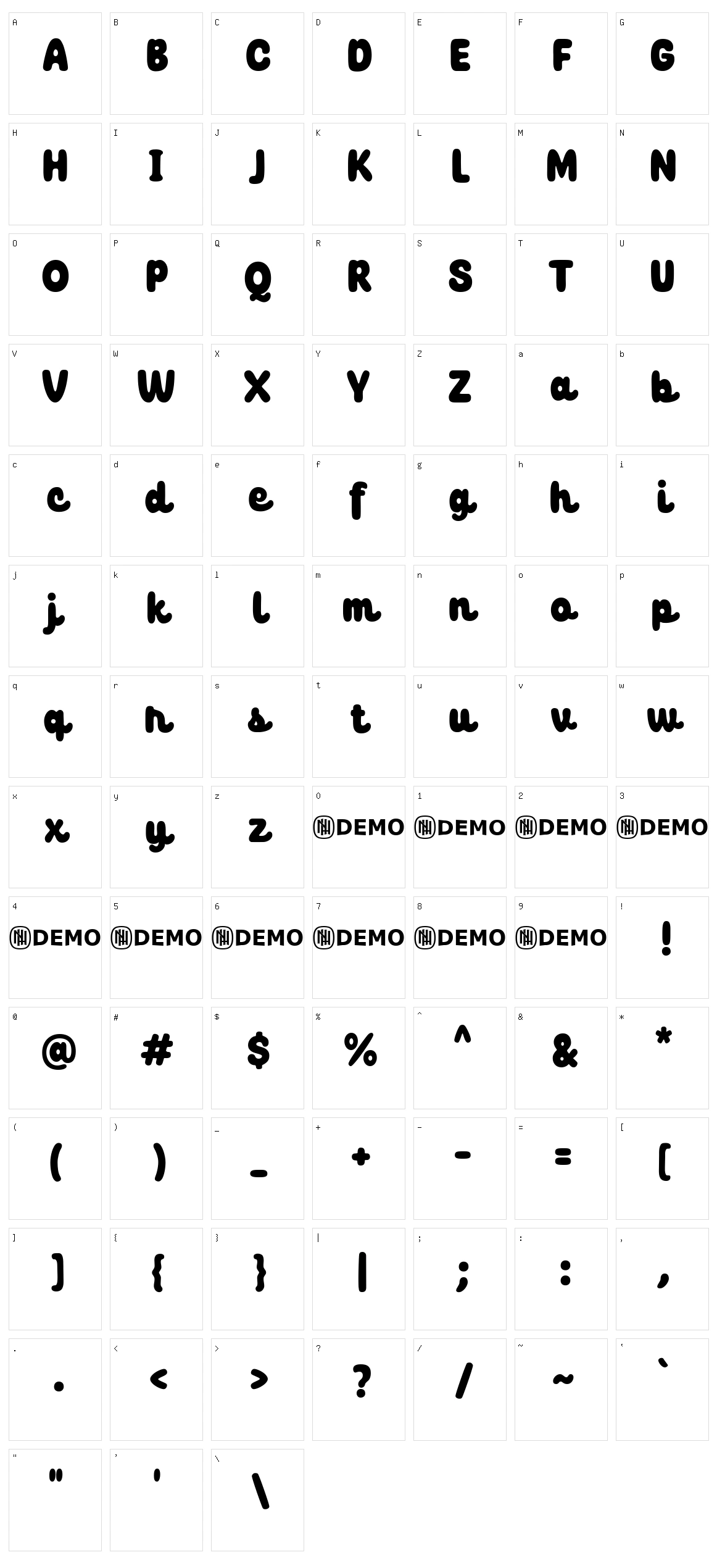 Friskily Character Set