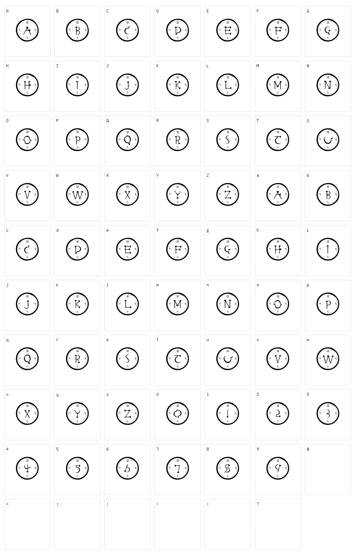101! Clock Face Character Set