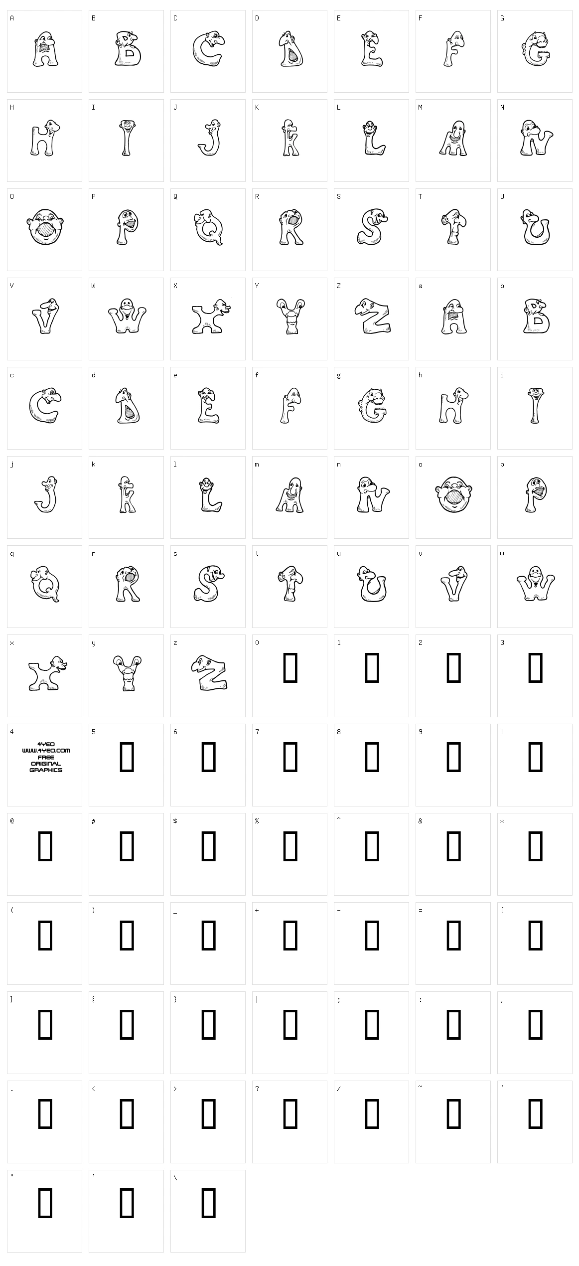 4YEOmonstrum Character Set