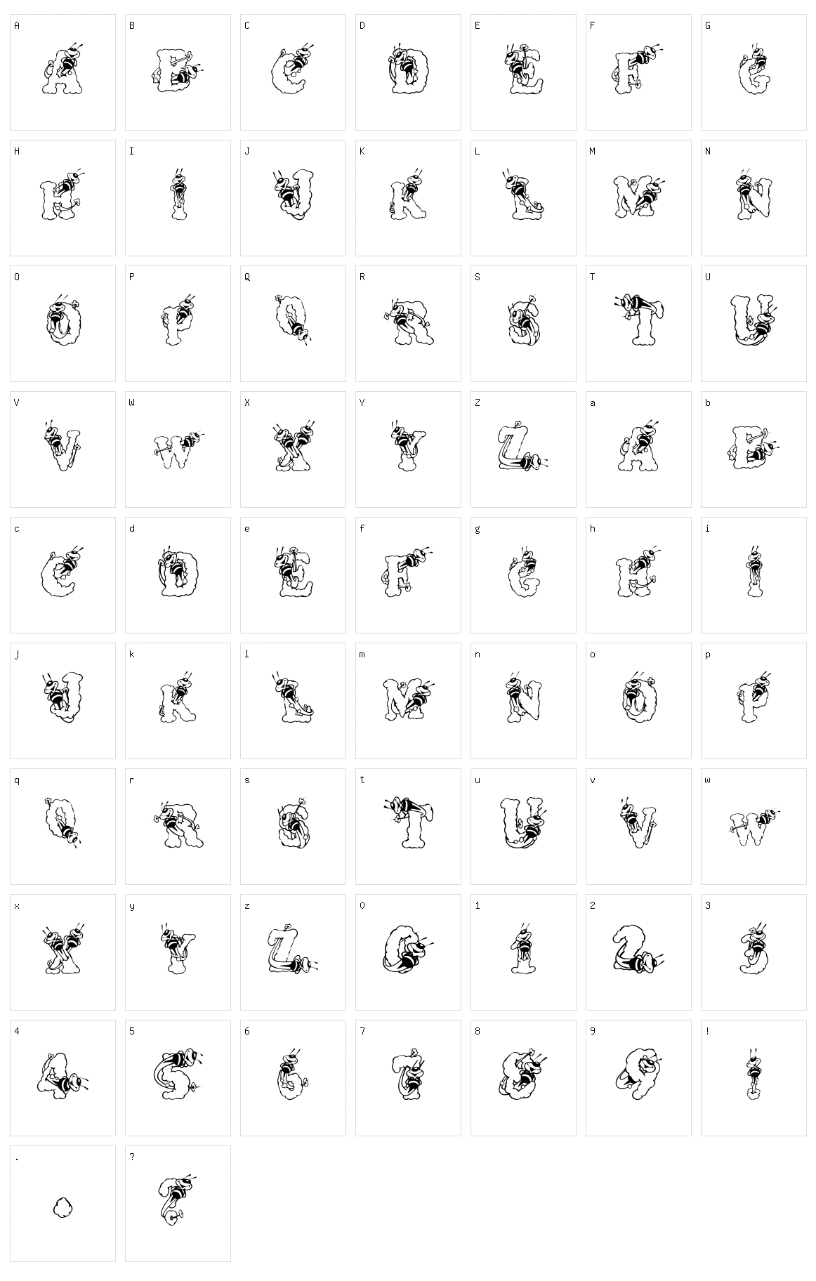 Alpha Bizzy Bee Character Set