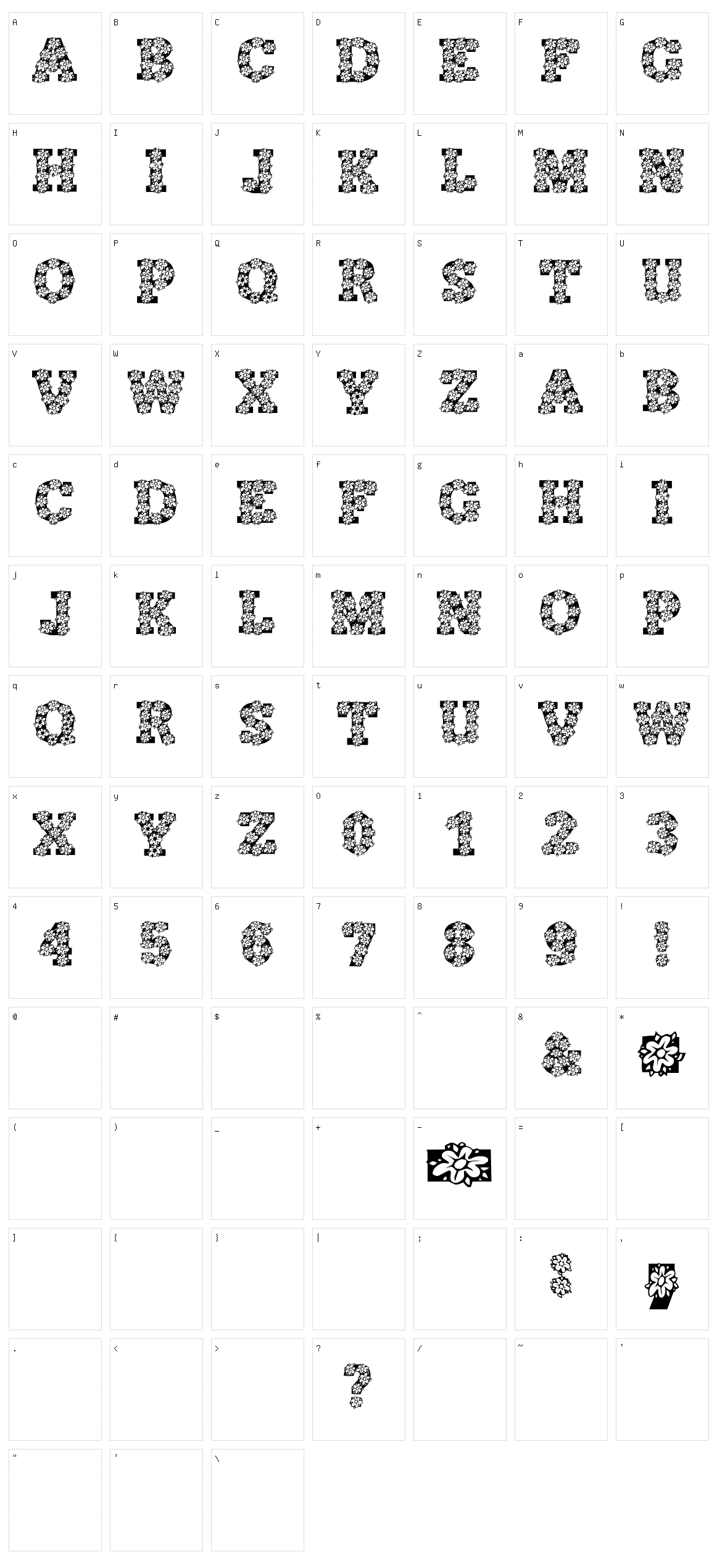 Alpha Flowers Character Set