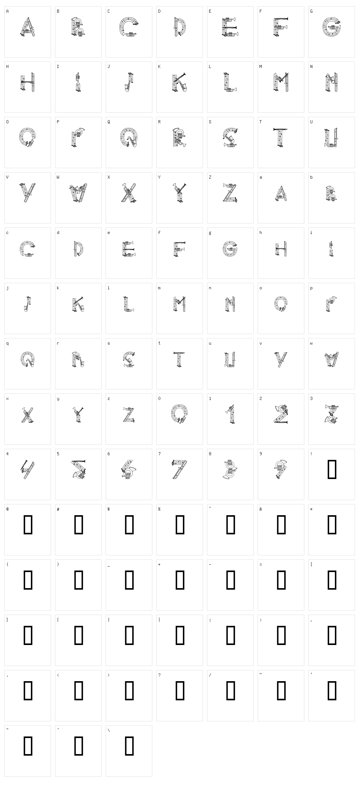 Alpha Music Man Character Set
