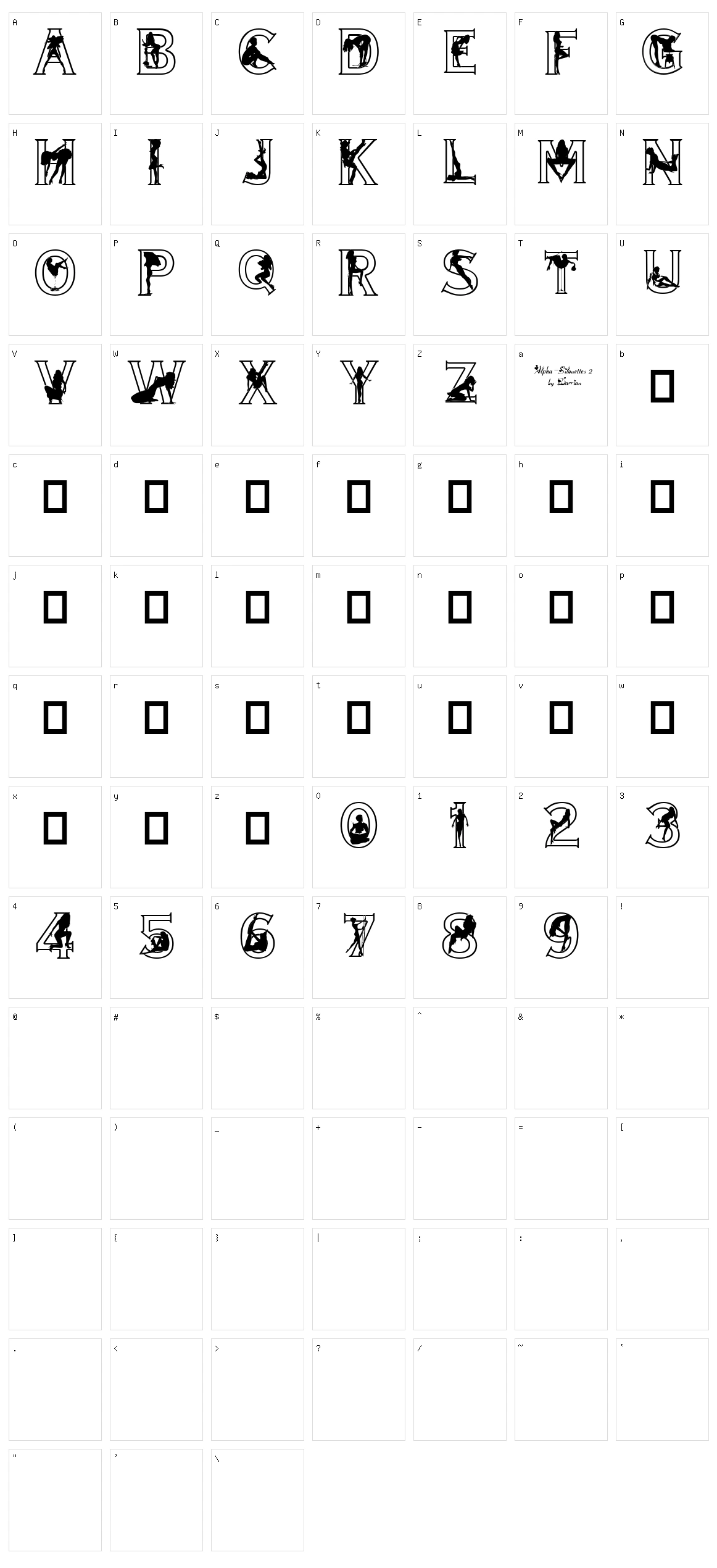 Alpha Silouettes Character Set