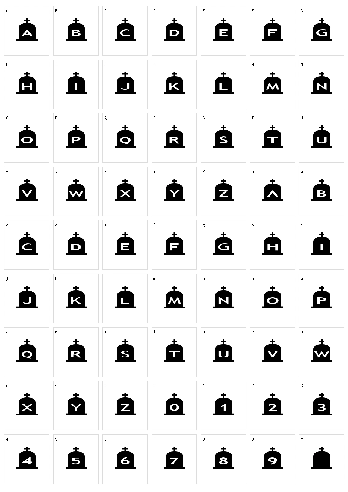 AlphaShapes gravestones 3 Character Set