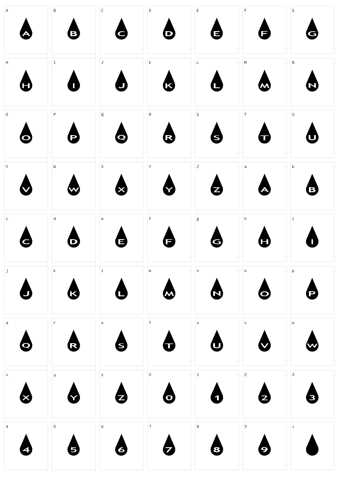 AlphaShapes Raindrops Character Set