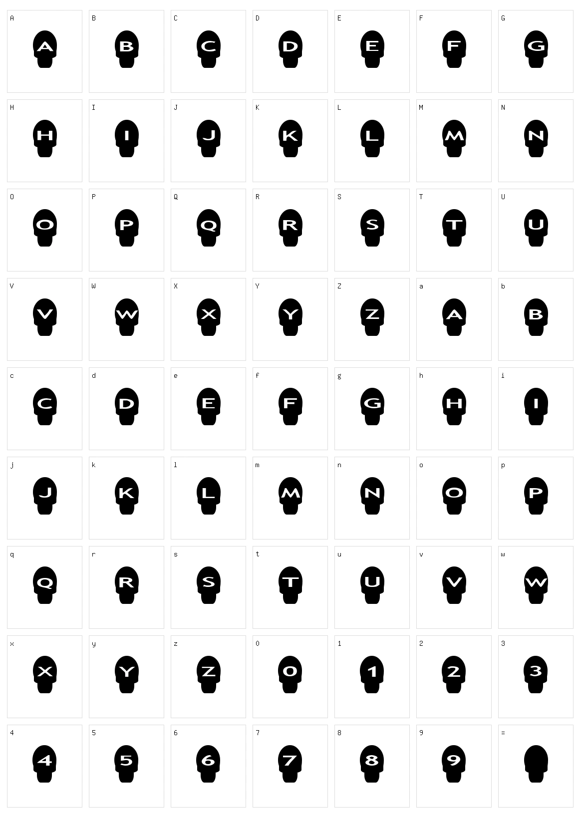 AlphaShapes skulls Character Set