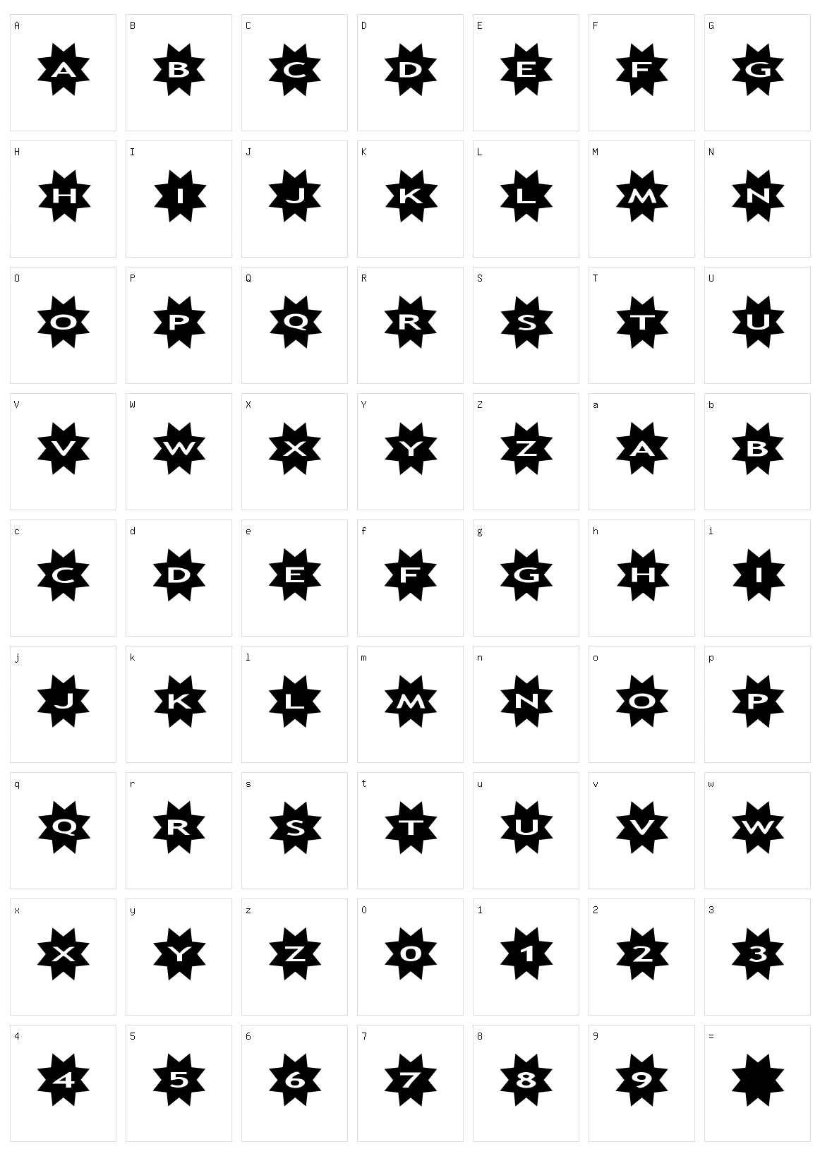 AlphaShapes stars 3 Character Set