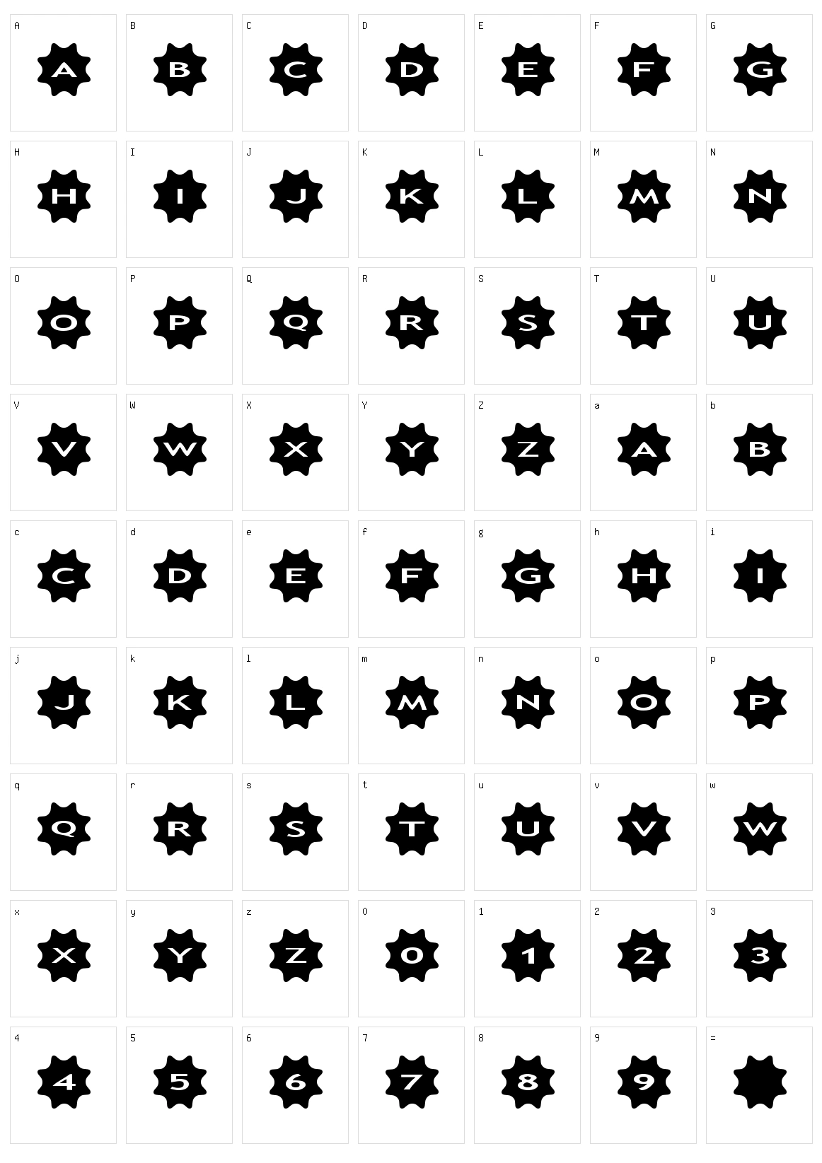 AlphaShapes stars 4 Character Set