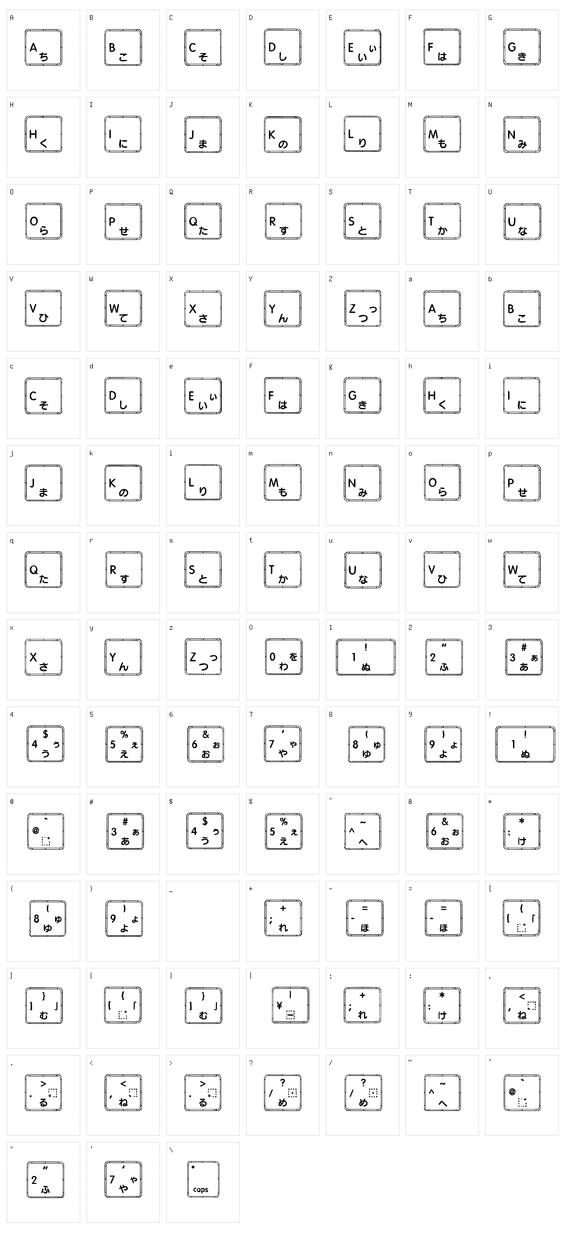 Apple Japanese Keyboard Character Set