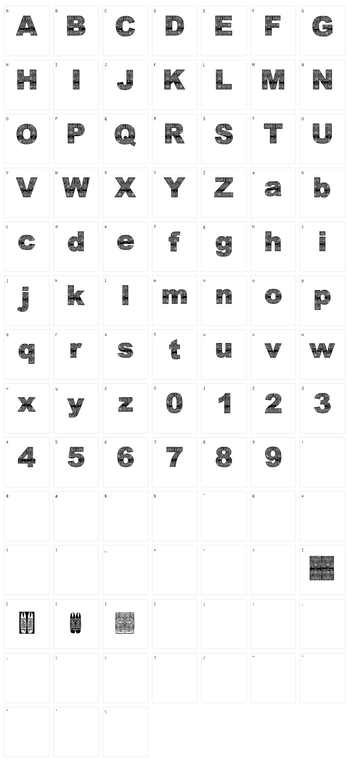 Asmat Font 2007 Character Set