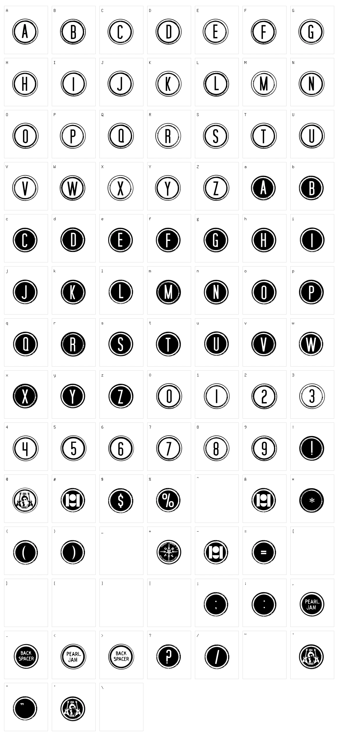 Backspacer Tribute To Pearl Jam Character Set