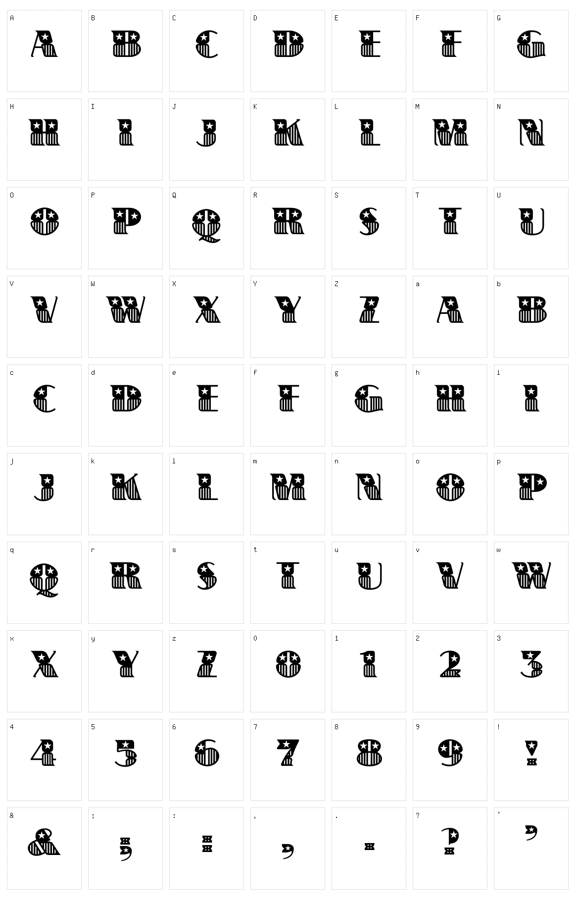 Banner Star Character Set