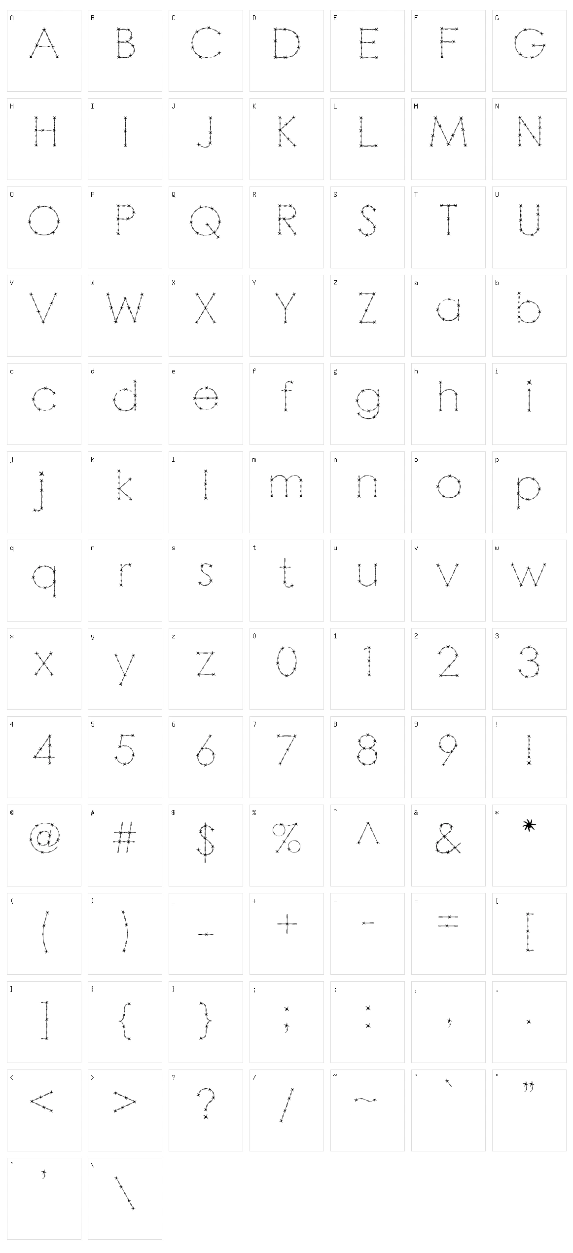 Barbarello Character Set