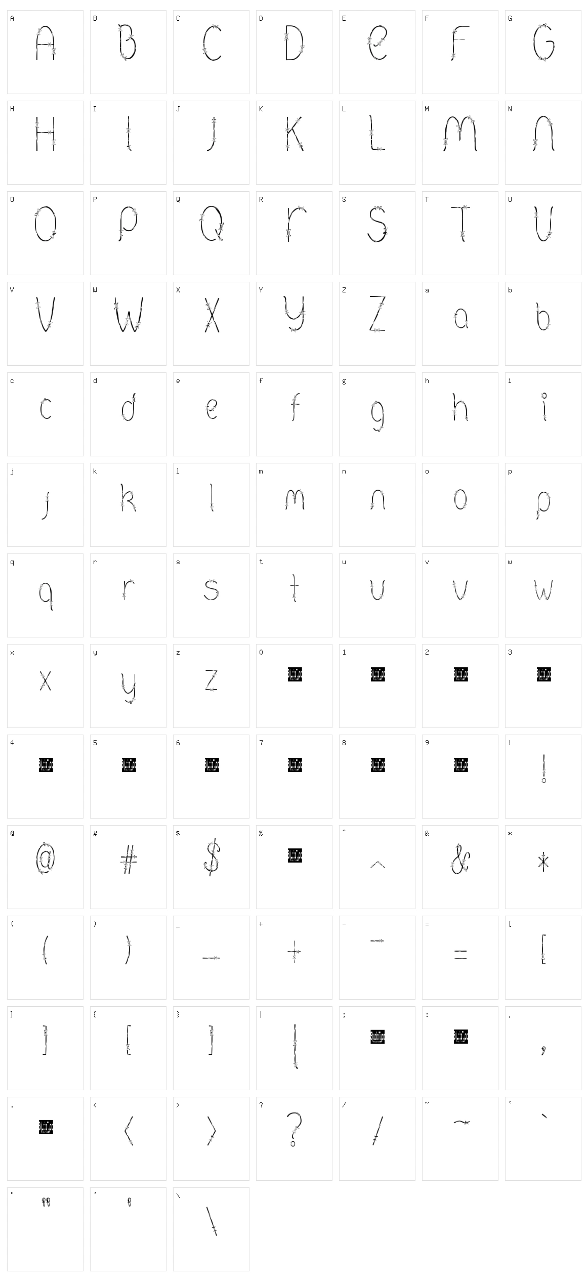 Barbed Character Set
