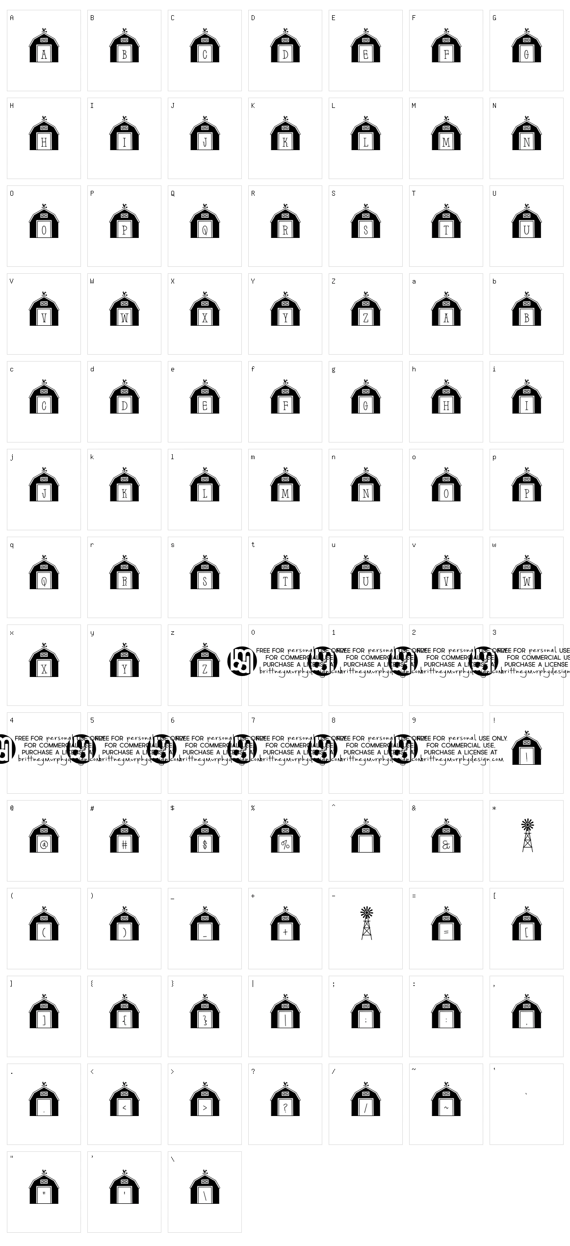 Barn-Letters Character Set