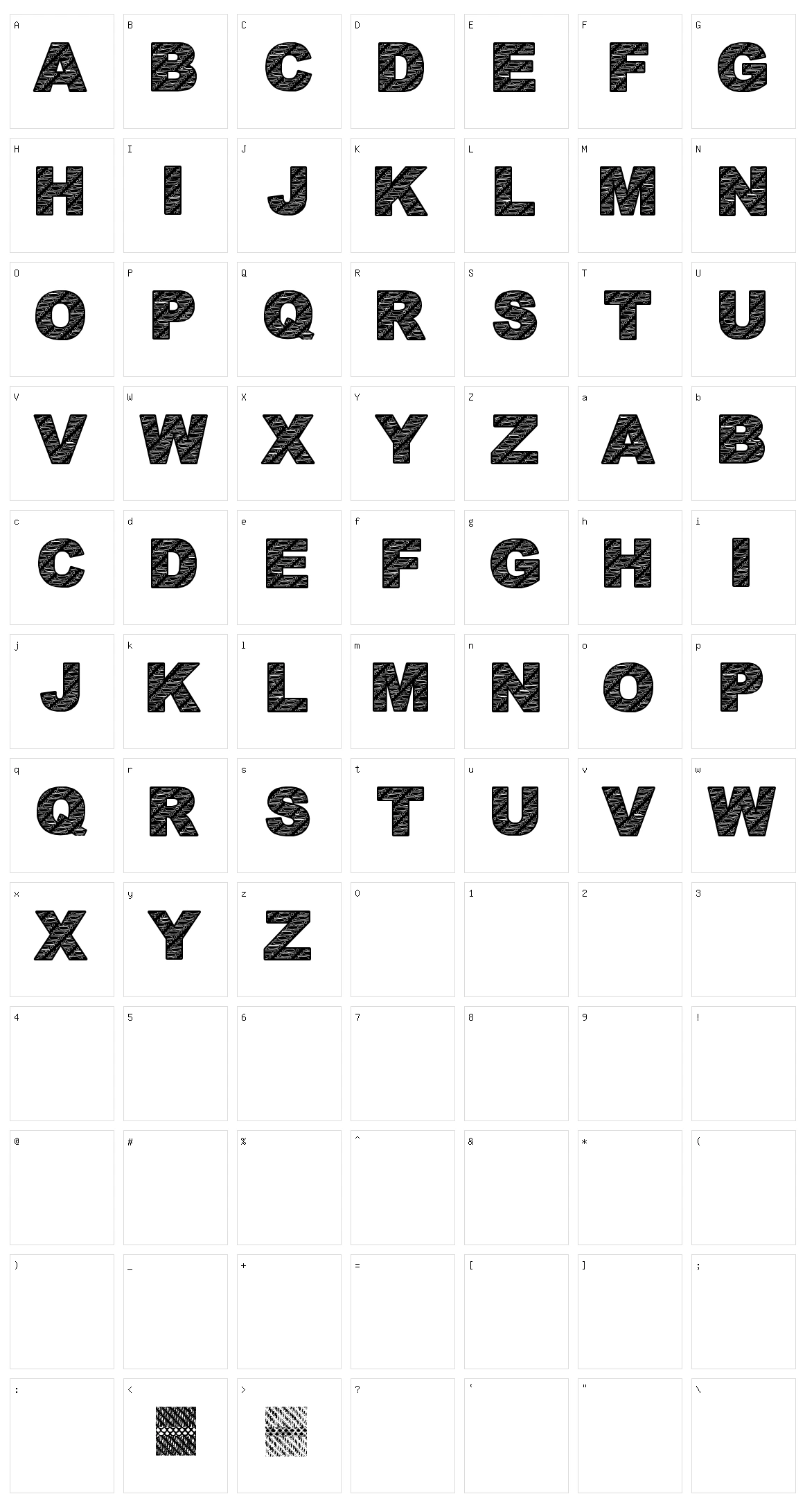 Batik Font 1 Character Set