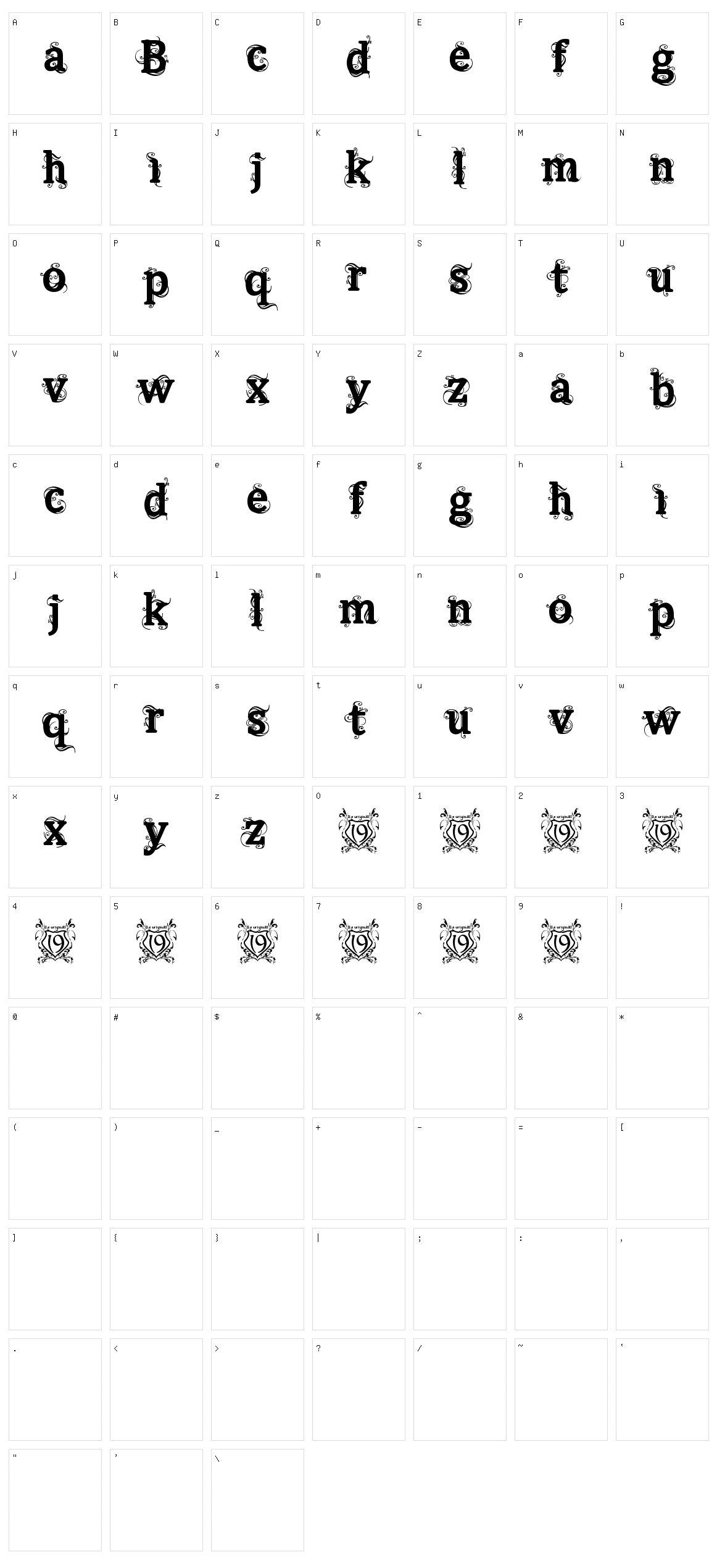Beauregard Character Set