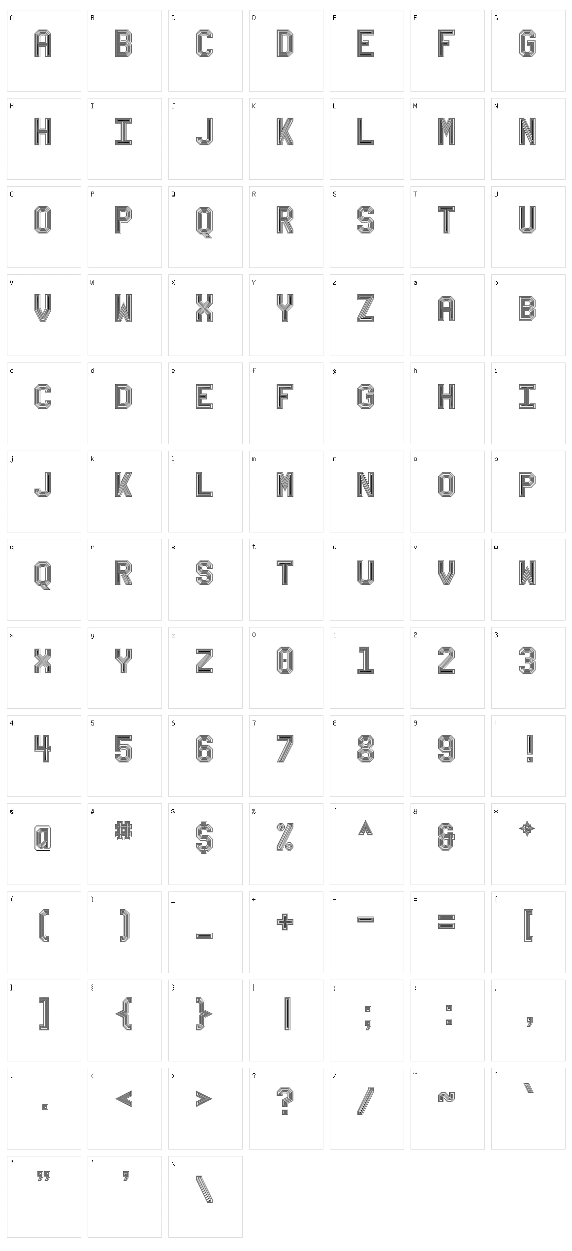 Bevel'sAdvocateMono Character Set