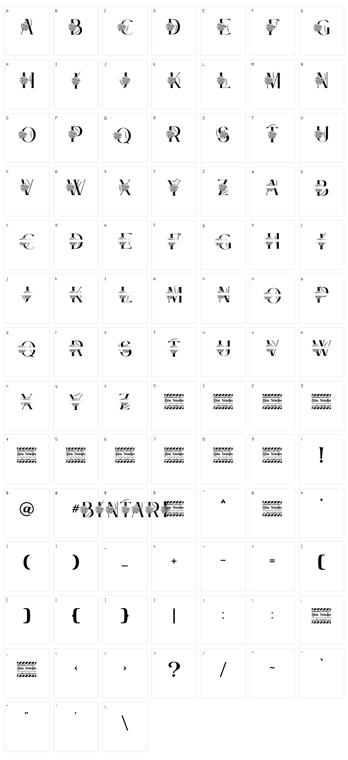 Bintari Character Set