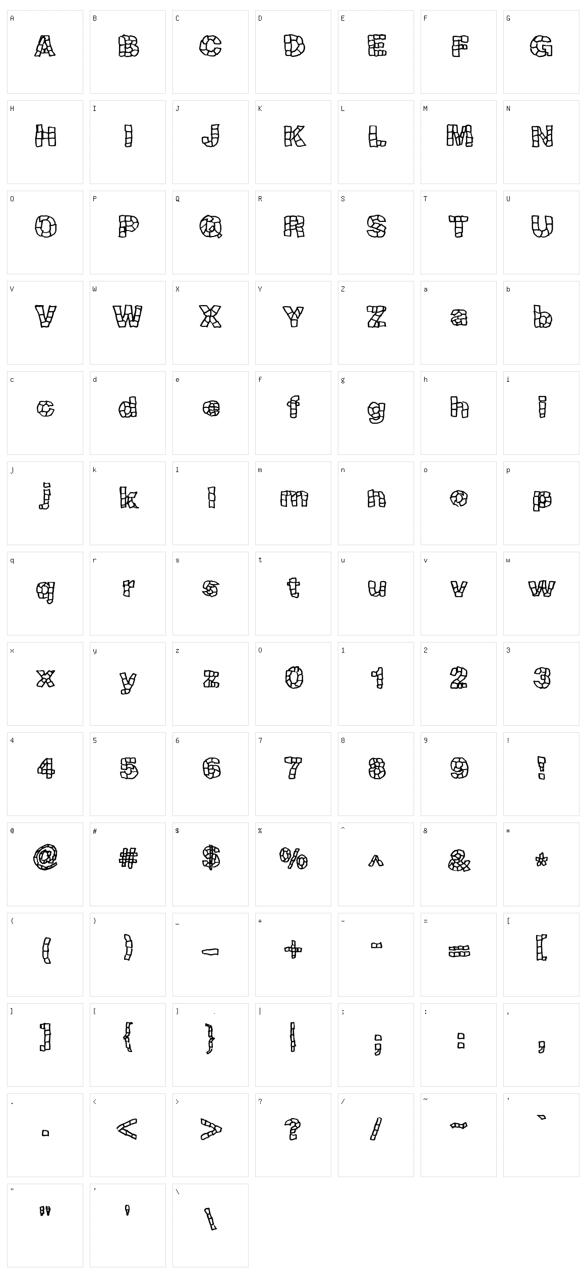 Blokqued Character Set