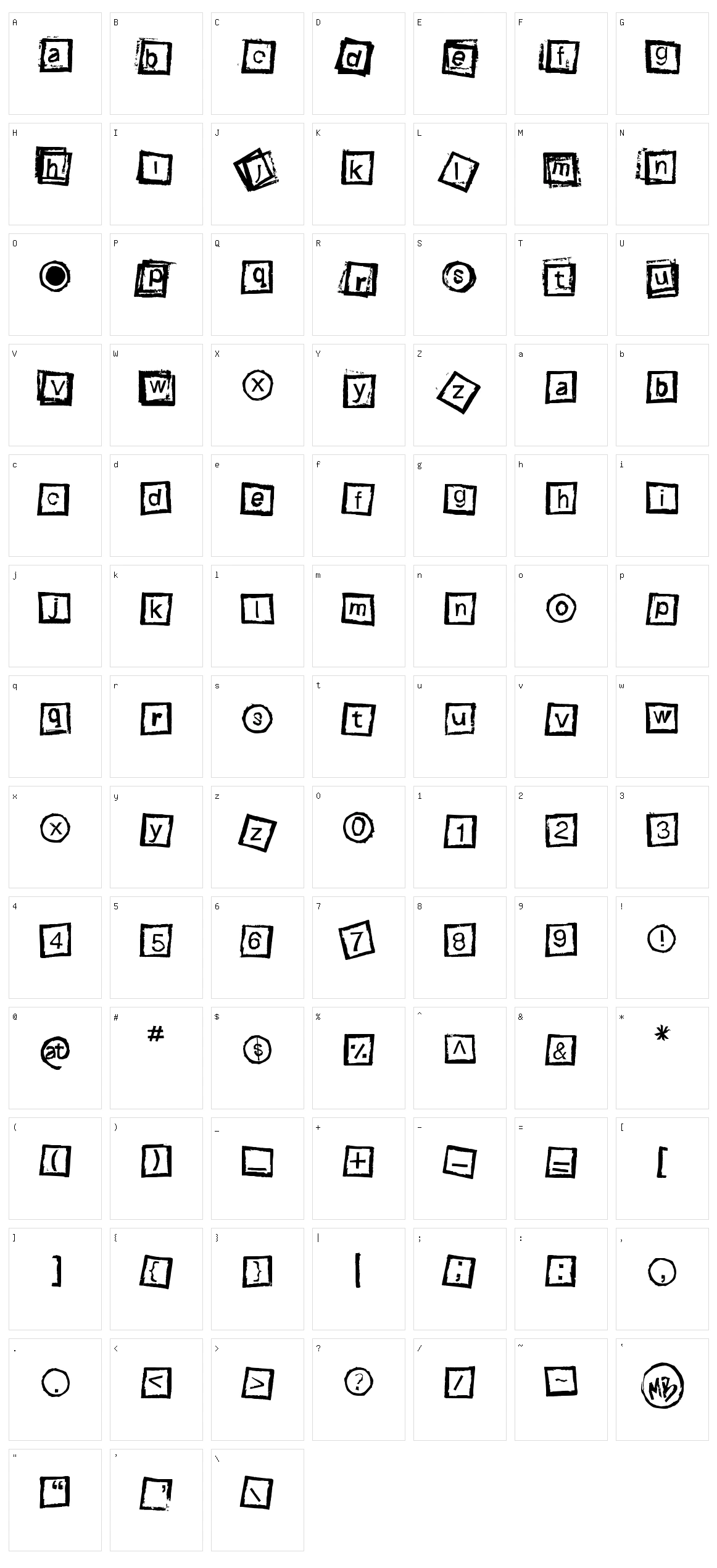 Bloktype Character Set