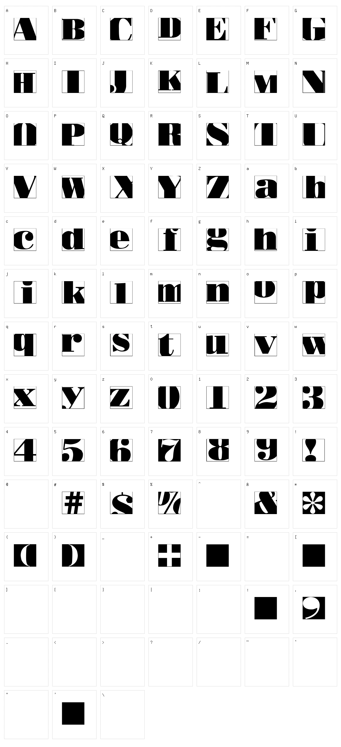 Bodoblack Squares Character Set