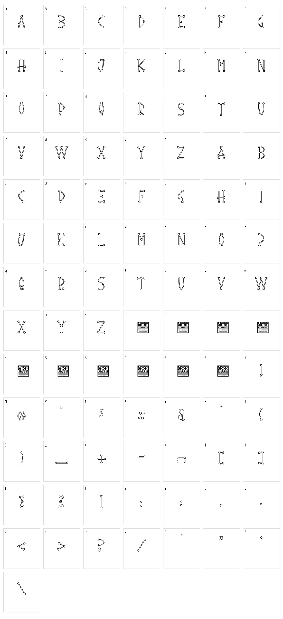 Bone Sticks Character Set