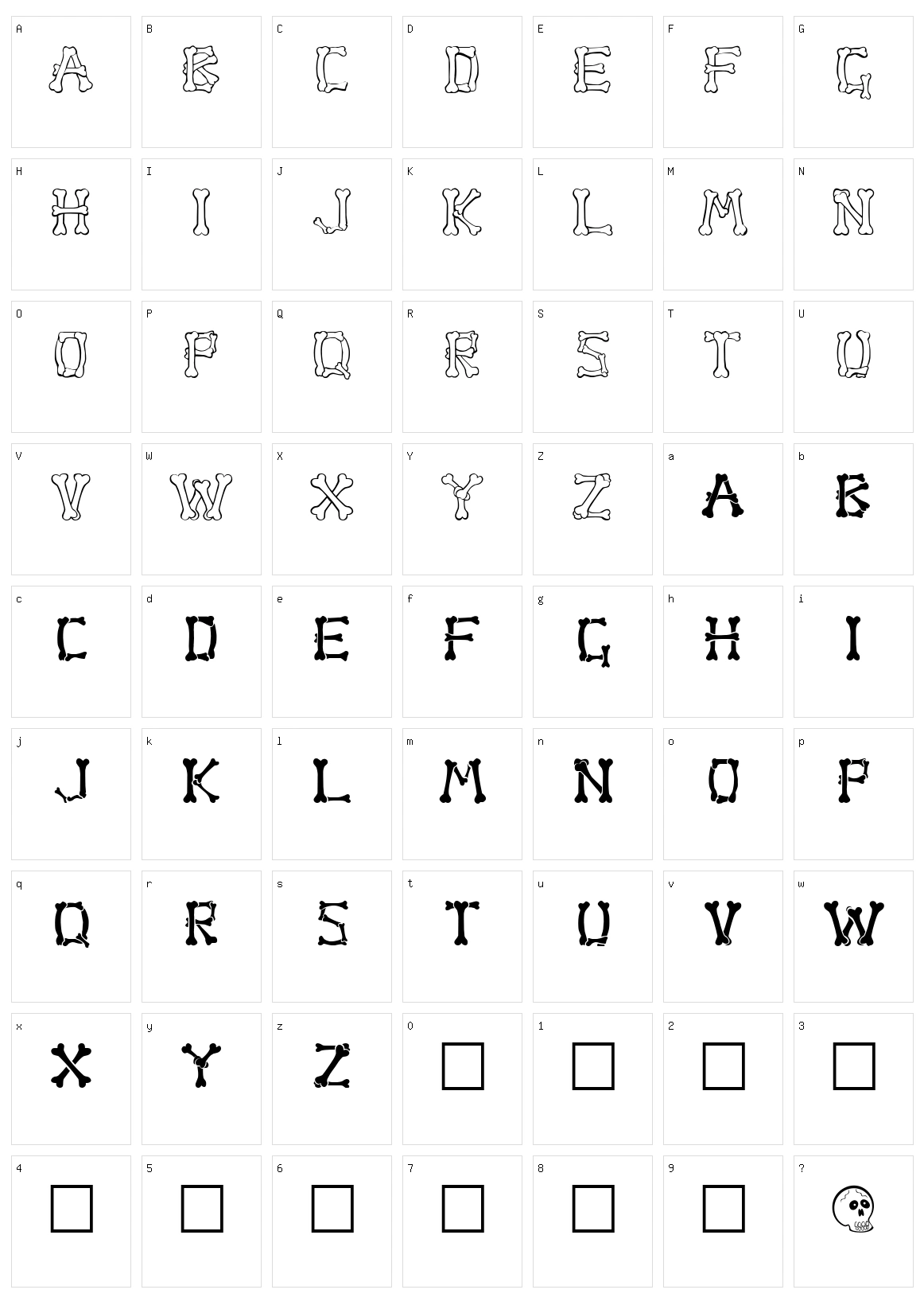 Bones Character Set