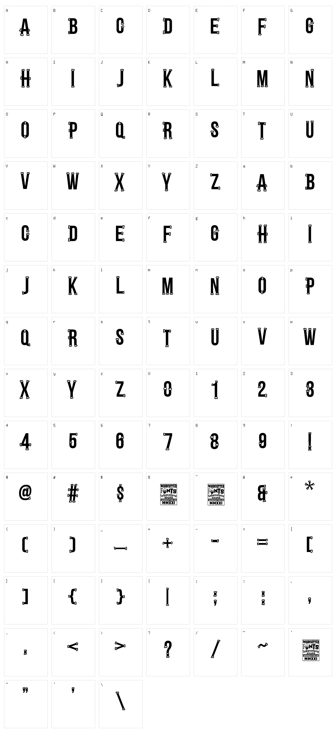 Bones Regular Character Set