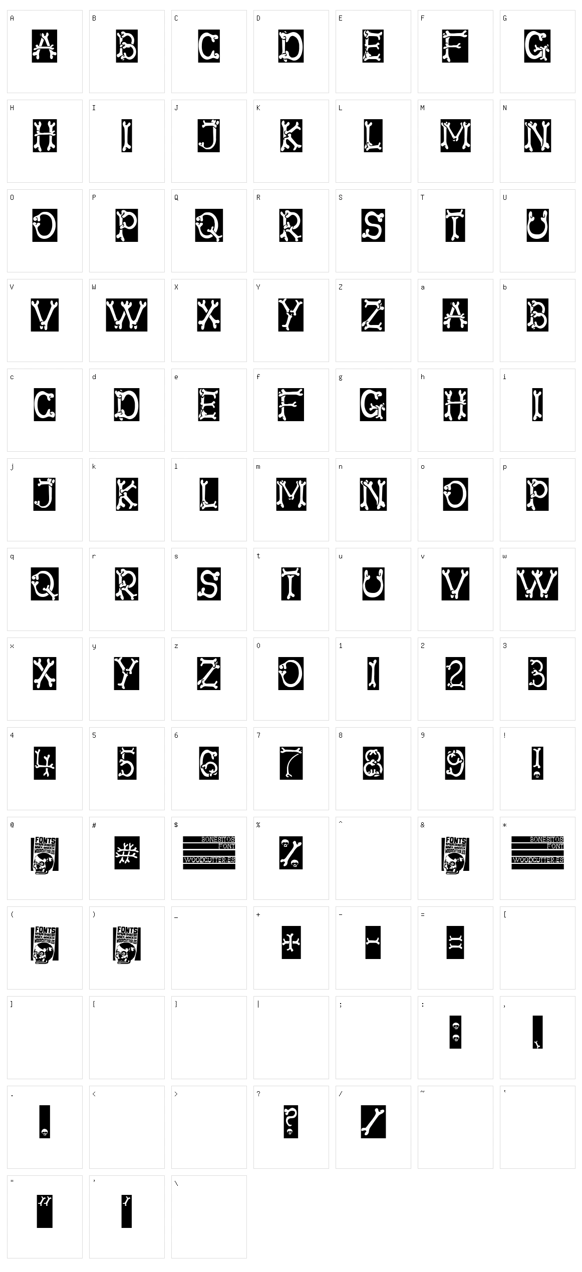 Bonesitos Character Set